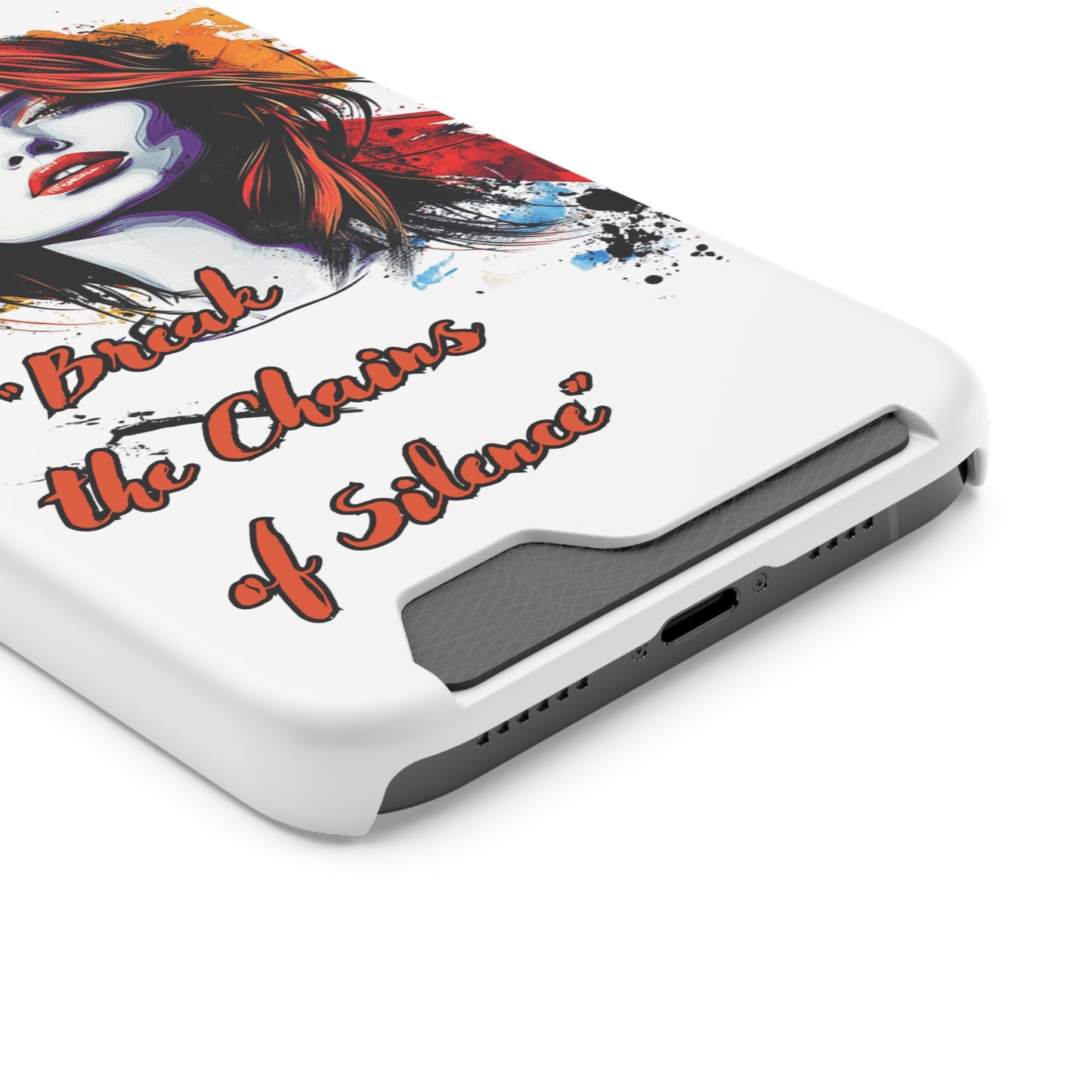 Artistic Phone Case With Card Holder for Empowerment | Break the Chains of Silence, Trendy Gift for Friends, Unique Phone Accessories, [...]