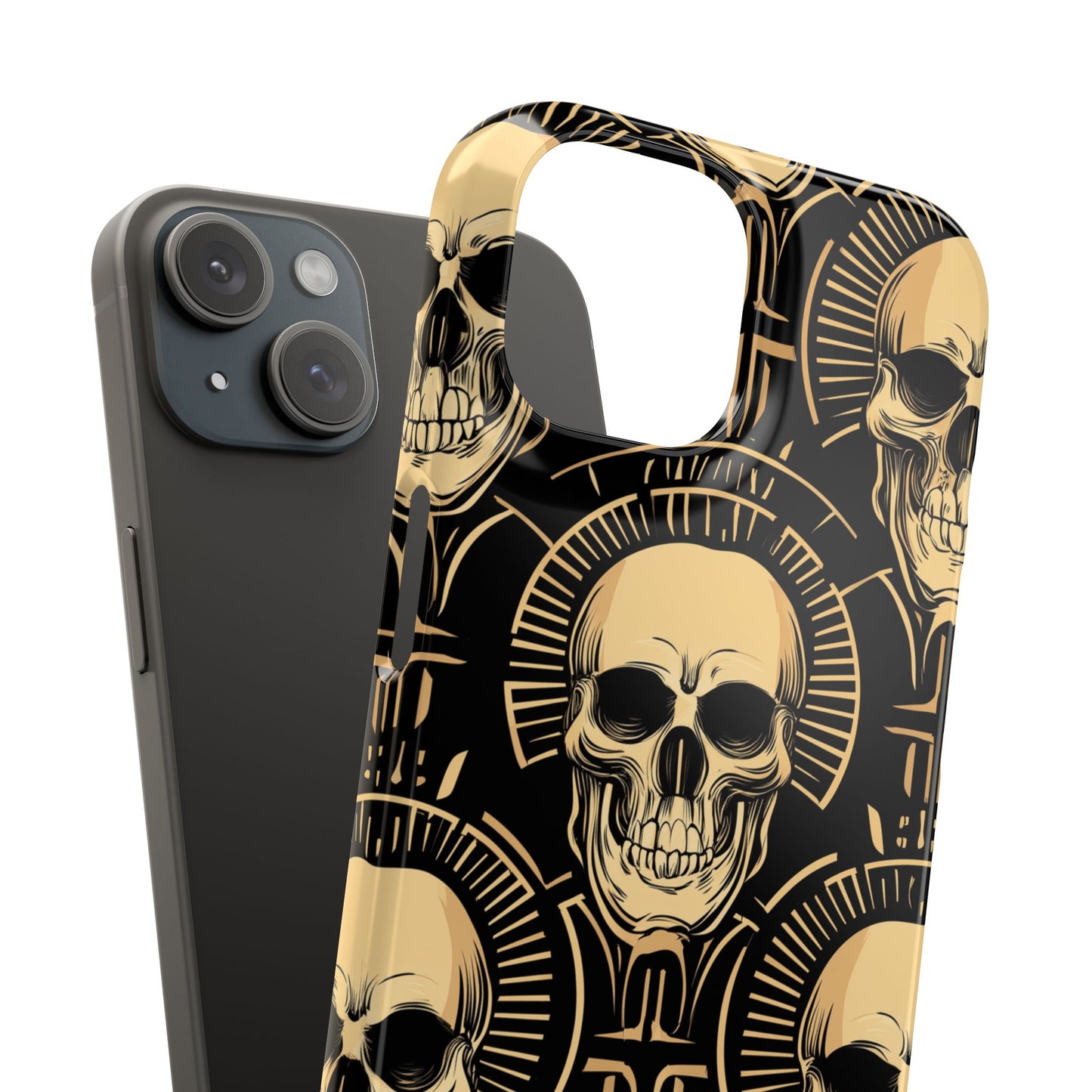 Skull Print Snap Case, Edgy Phone Cover for Goth Lovers, Protective Shell for Halloween, Unique Gift for Him or Her