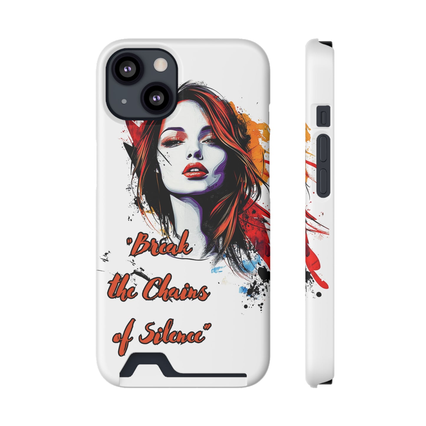 Artistic Phone Case With Card Holder for Empowerment | Break the Chains of Silence, Trendy Gift for Friends, Unique Phone Accessories, [...]