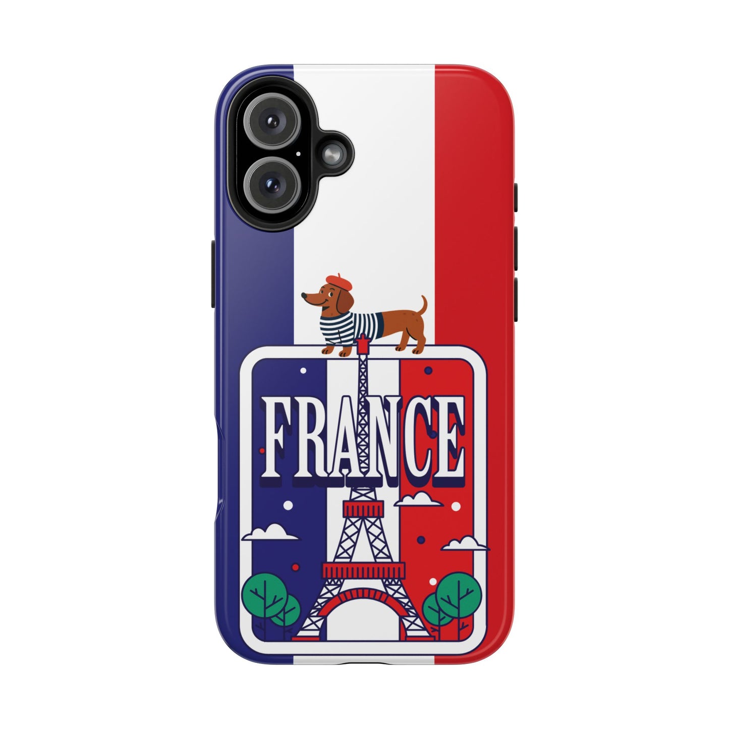 France Flag Dachshund Tough Phone Case — Eiffel Tower Travel Protective Cover