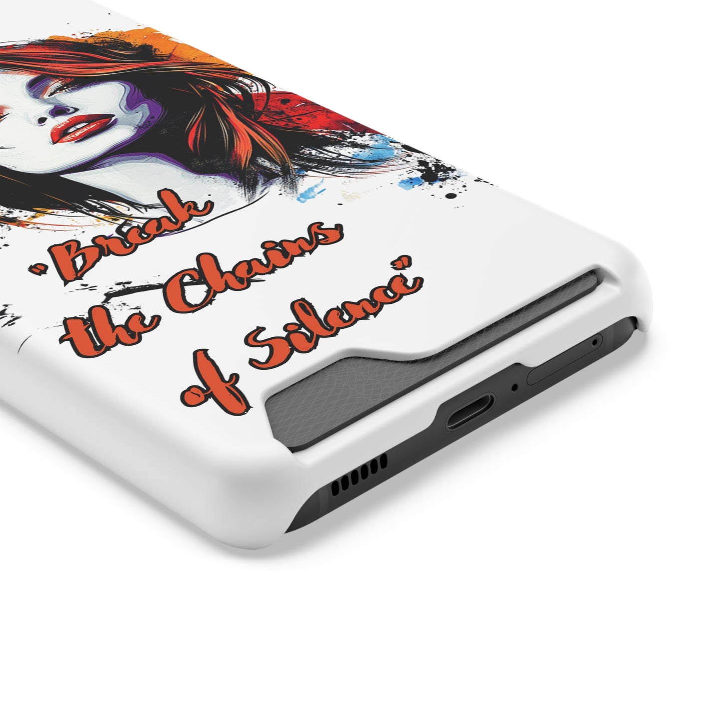 Artistic Phone Case With Card Holder for Empowerment | Break the Chains of Silence, Trendy Gift for Friends, Unique Phone Accessories, [...]