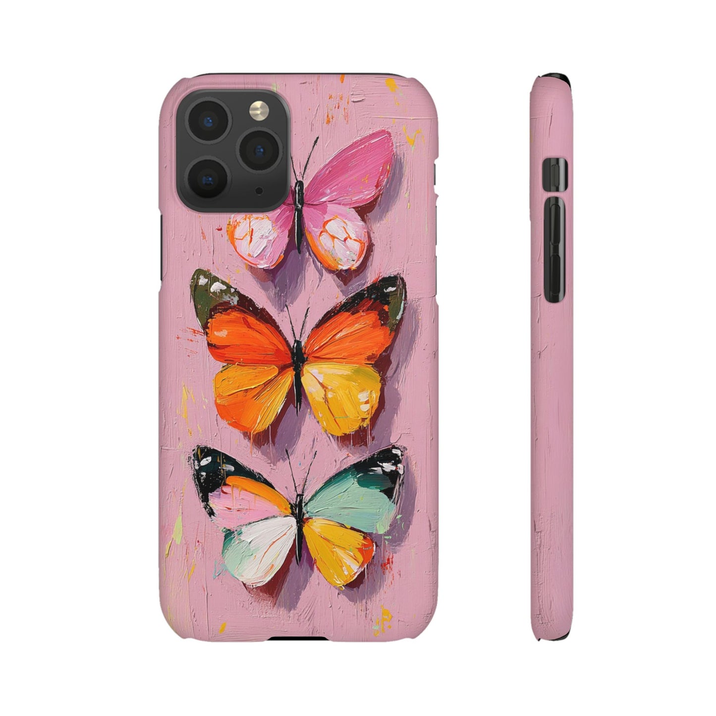Pink Butterfly Snap Case Cover For iPhone and Samsung