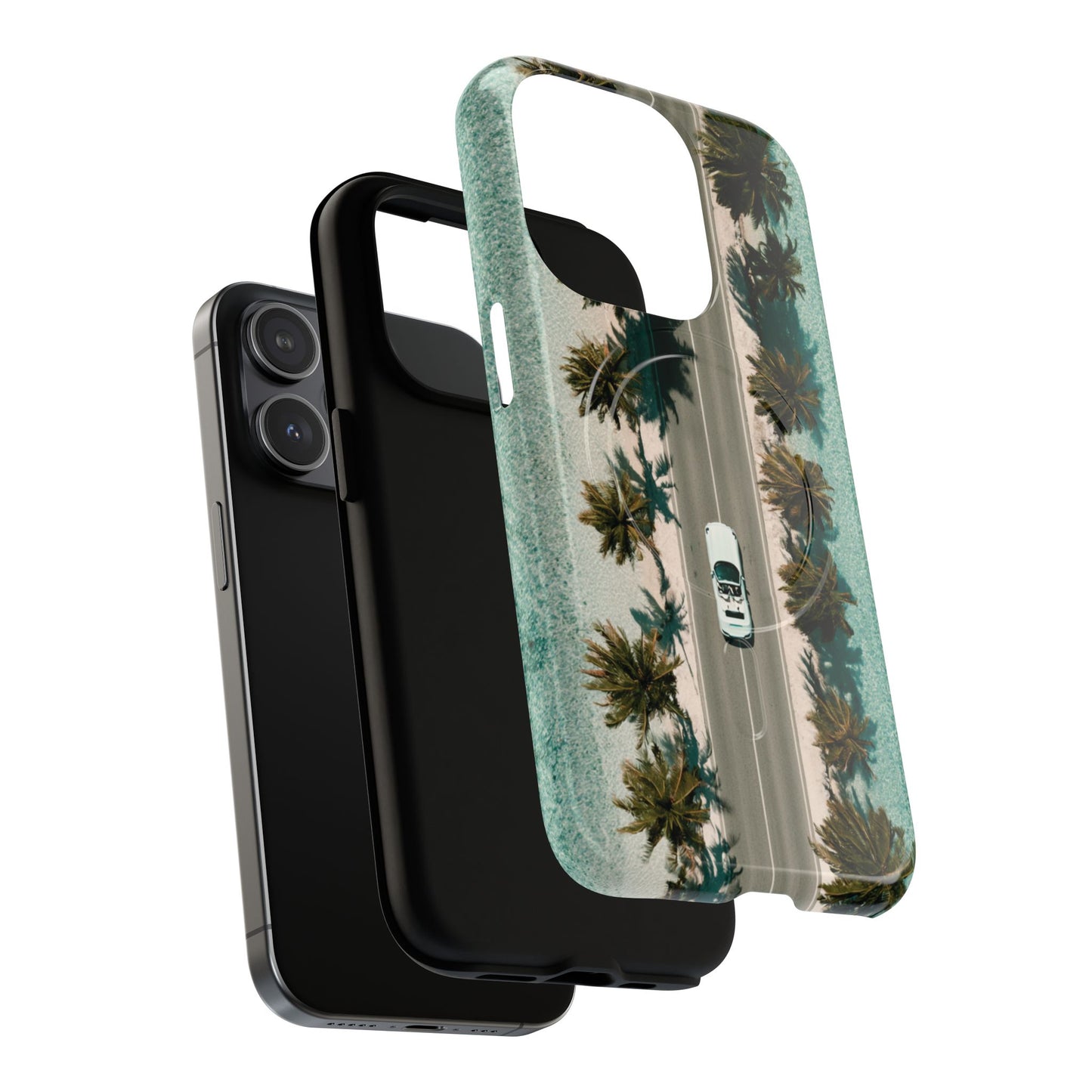 Palm Road Tough Magnetic Phone Case — Coastal Aerial Car Design