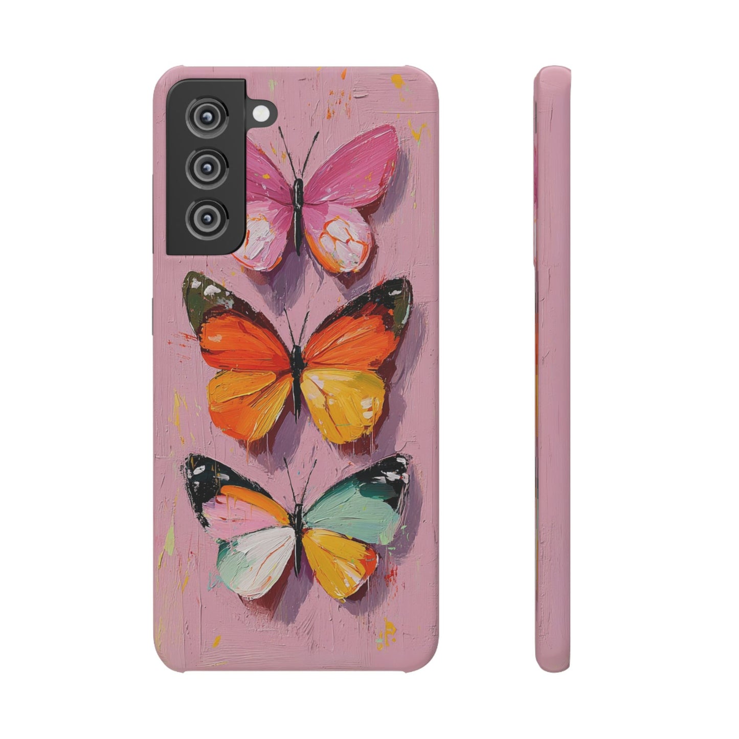 Pink Butterfly Snap Case Cover For iPhone and Samsung