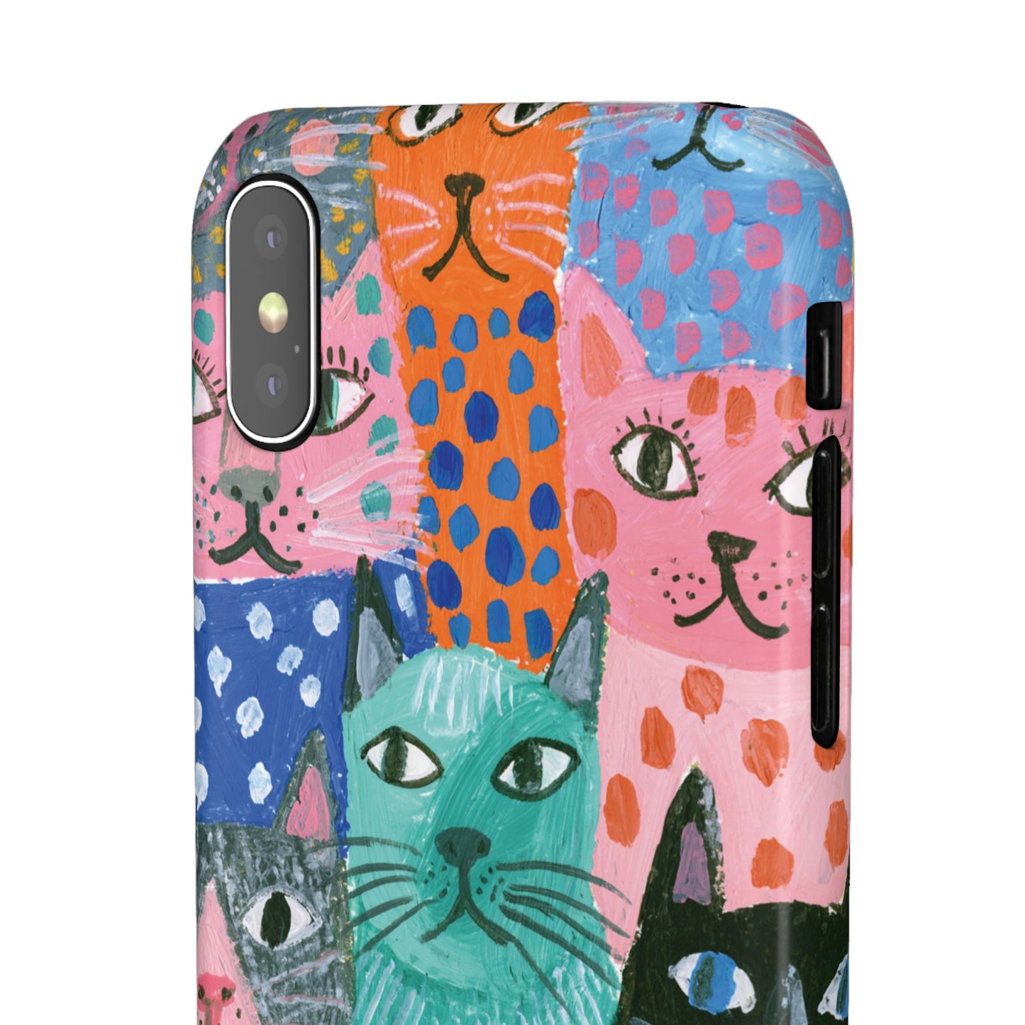 Colorful Cat Pattern Phone Case – Cute Multicolor Kitty Snap Case