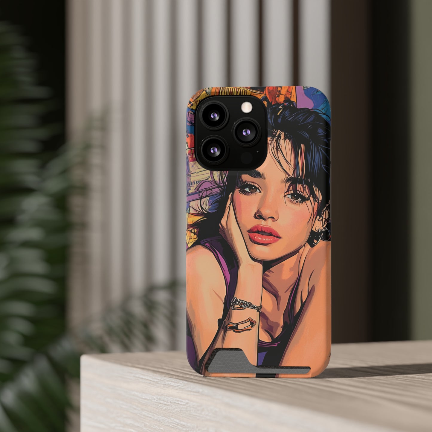 Vibrant Phone Case with Card Holder - Artistic Design for Fashion Lovers, Perfect Gift for Birthdays, Holidays, and Everyday Use