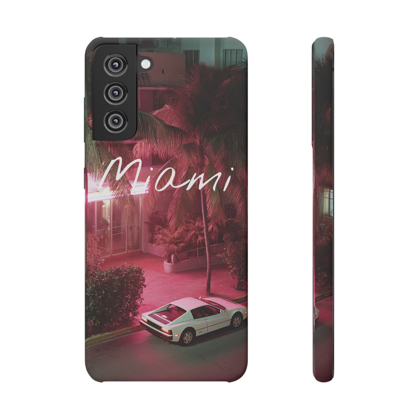 Miami Vibes Snap Case, Tropical Phone Cover, Summer Accessory, Gift for Travel Lovers, Neon Aesthetic, Beach-themed Tech