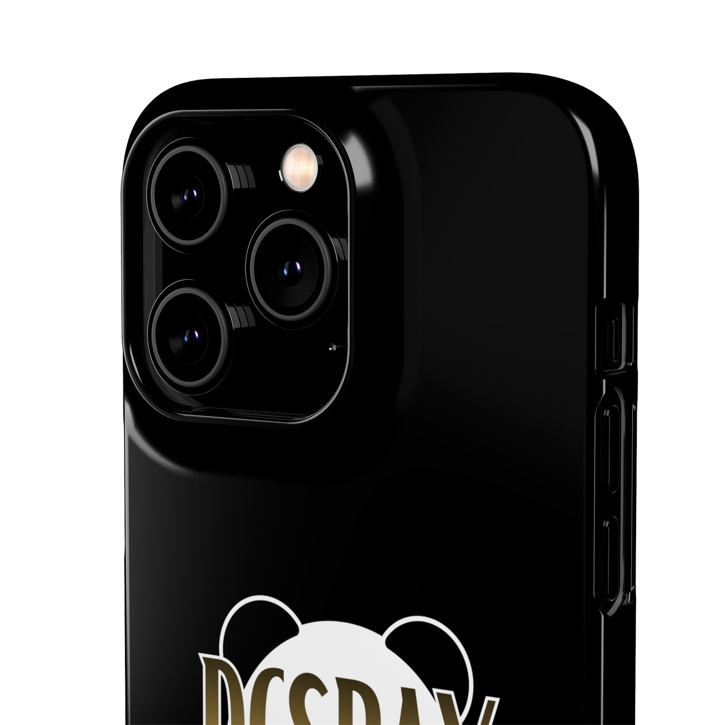 Phone Case — Glossy Black Custom "DCSBAY CUSTOM" Logo Snap Case