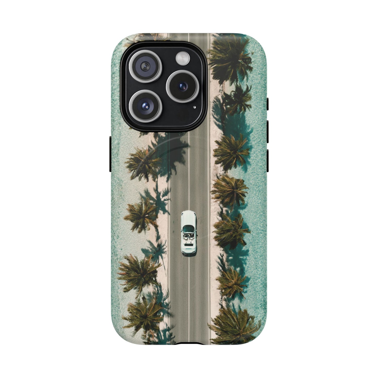Palm Road Tough Magnetic Phone Case — Coastal Aerial Car Design
