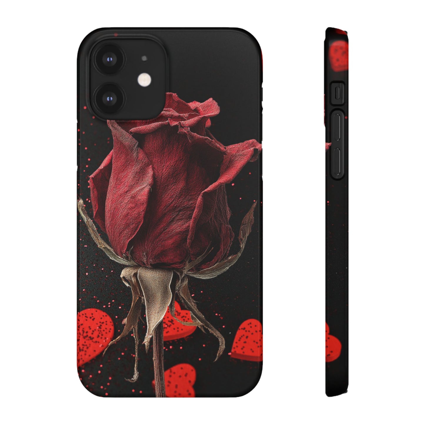 Romantic Rose Snap Case, Floral Phone Cover, Valentines Day Gift, Trendy Mobile Accessory, Heart Design Case, Elegant Phone Protector
