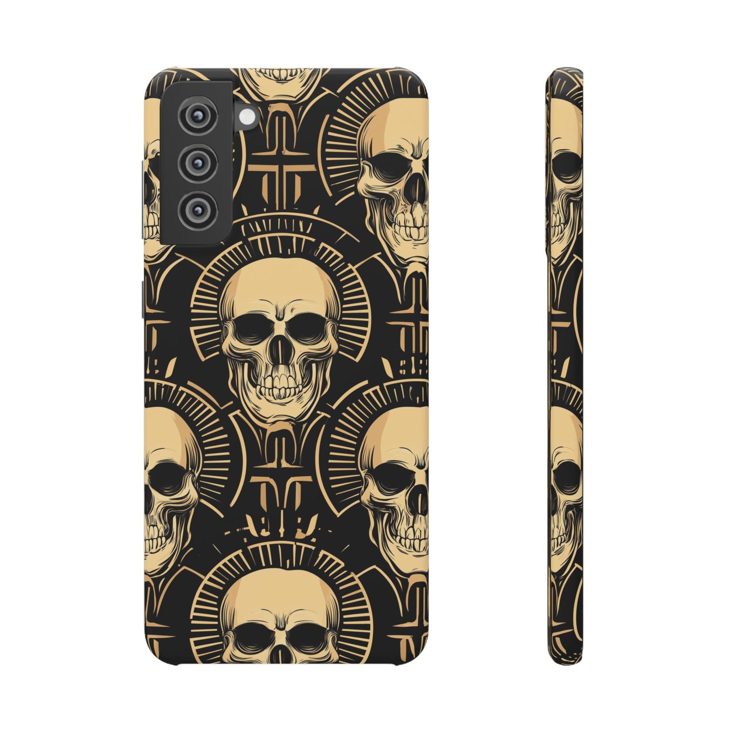 Skull Print Snap Case, Edgy Phone Cover for Goth Lovers, Protective Shell for Halloween, Unique Gift for Him or Her