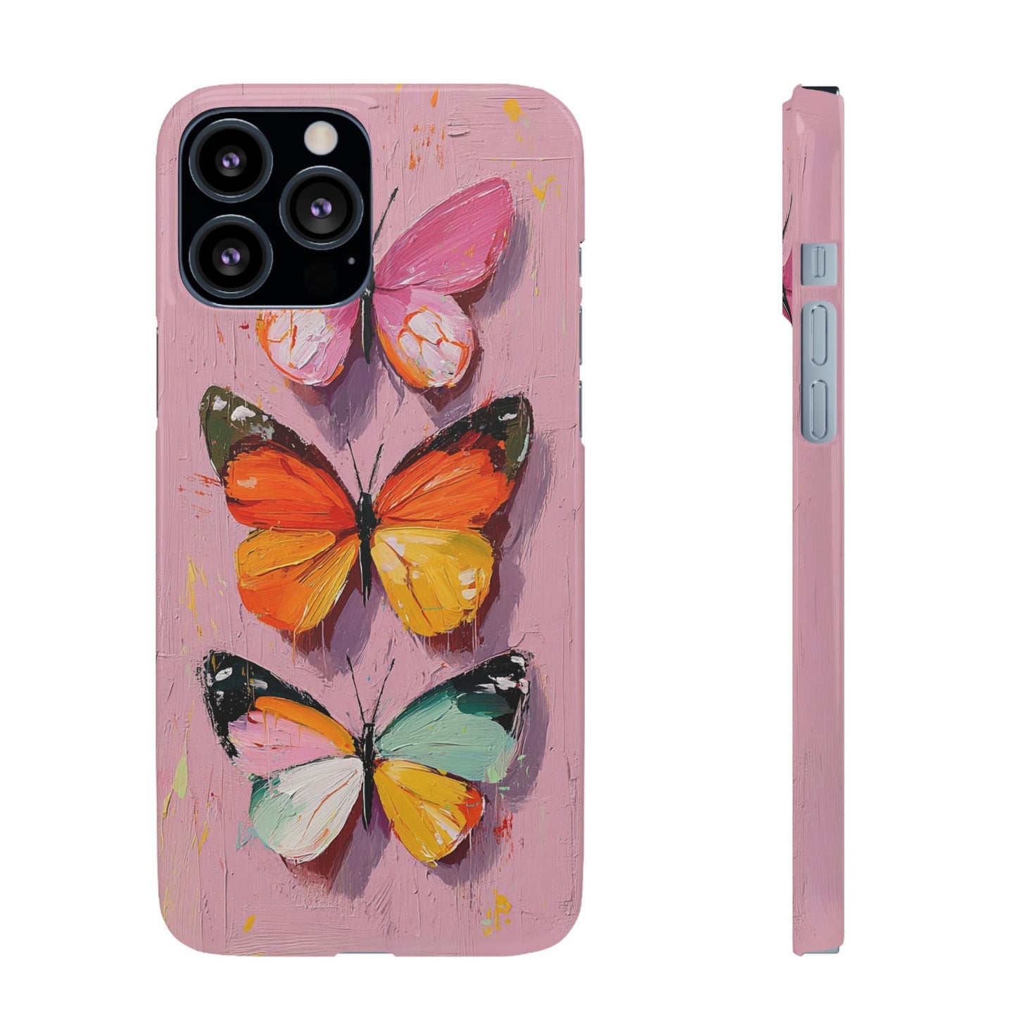 Pink Butterfly Snap Case Cover For iPhone and Samsung