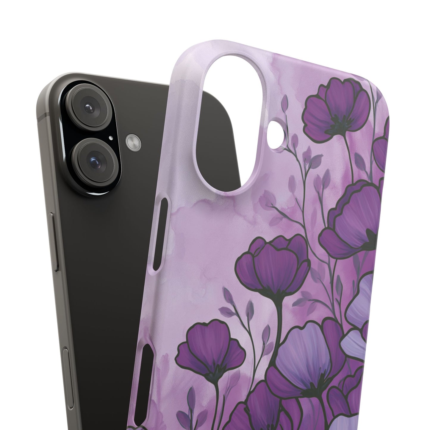 Purple Floral Phone Case – Violet Watercolor Poppy Snap Case