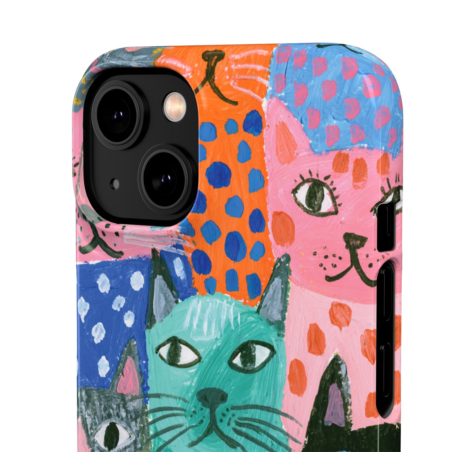 Colorful Cat Pattern Phone Case – Cute Multicolor Kitty Snap Case