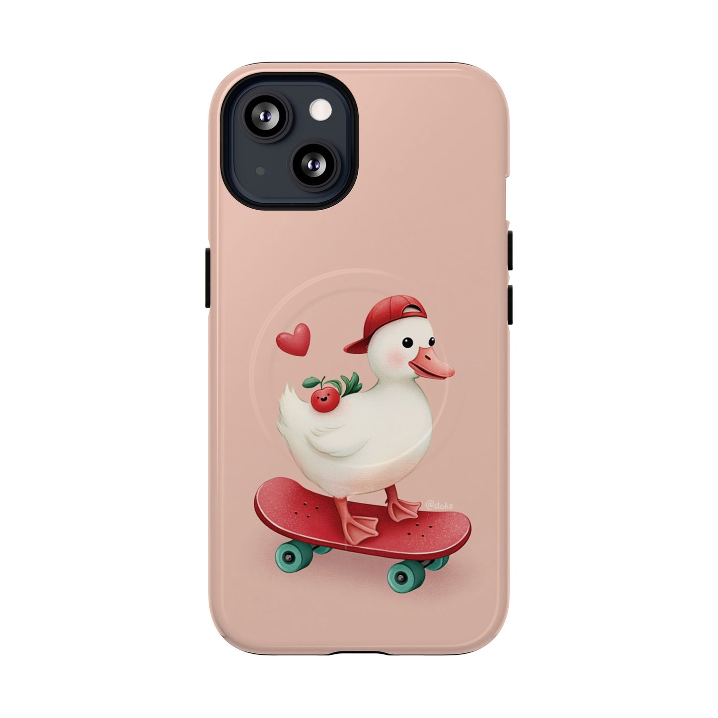 Duck Skateboard Magnetic Phone Case — Cute Pink Protective iPhone Cover