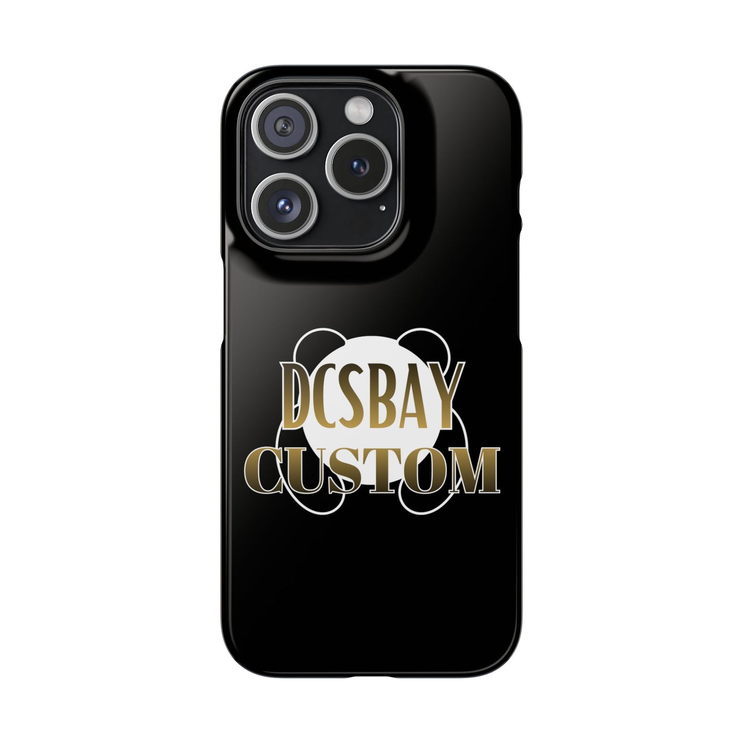 Phone Case — Glossy Black Custom "DCSBAY CUSTOM" Logo Snap Case