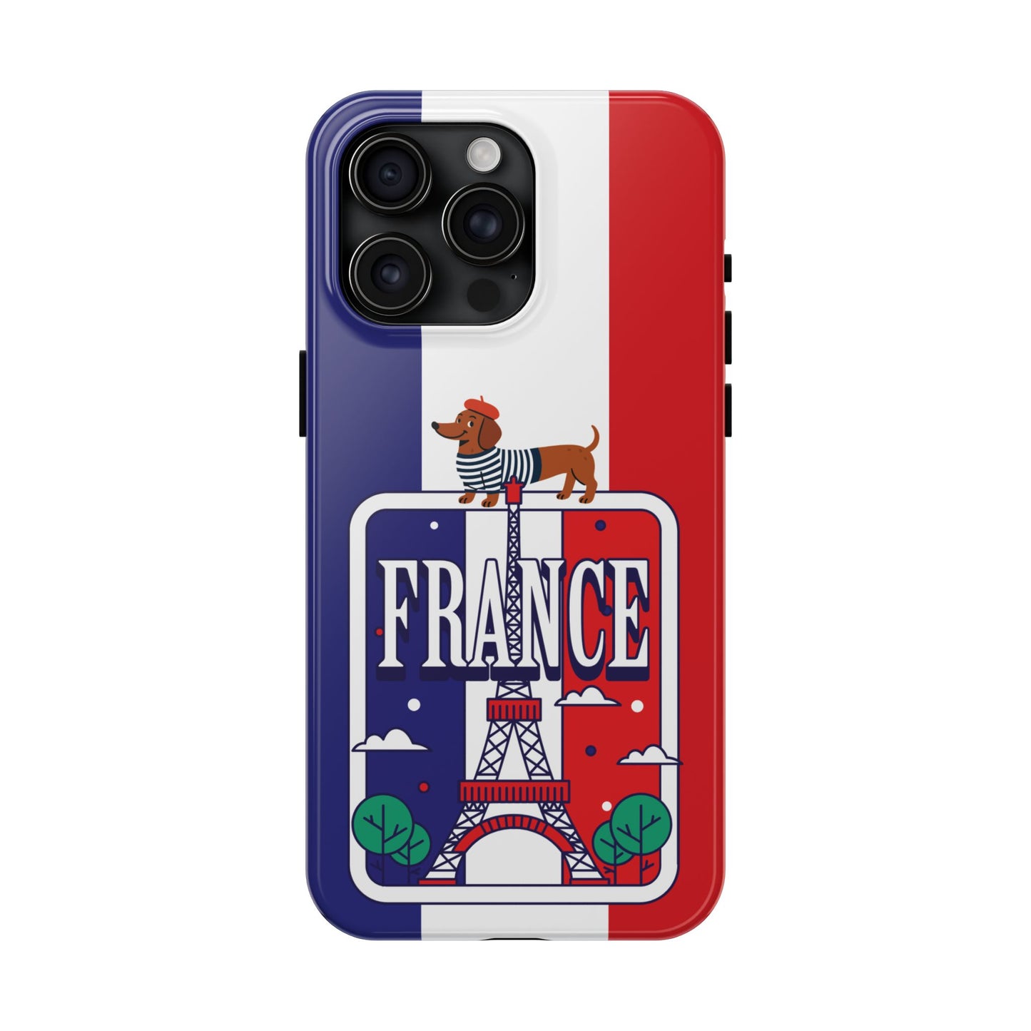 France Flag Dachshund Tough Phone Case — Eiffel Tower Travel Protective Cover