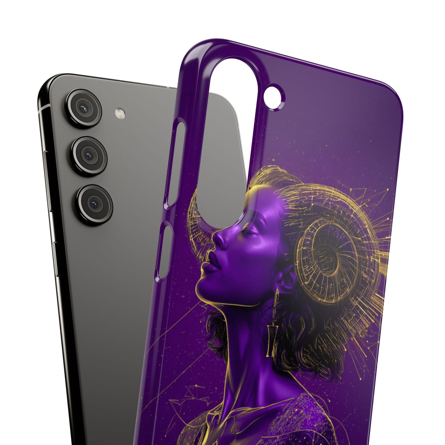 Purple & Gold Celestial Virgo Phone Case – Snap Cover for Samsung & iPhone