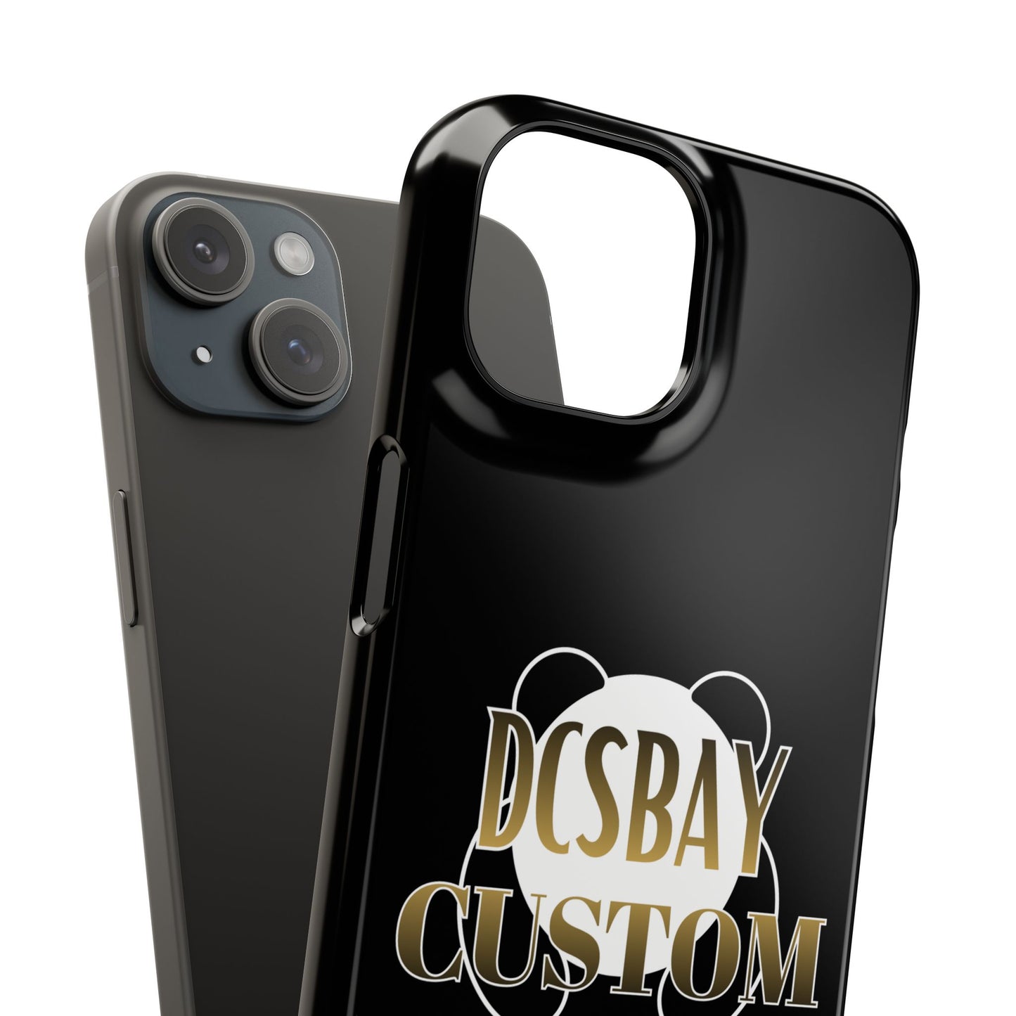 Phone Case — Glossy Black Custom "DCSBAY CUSTOM" Logo Snap Case