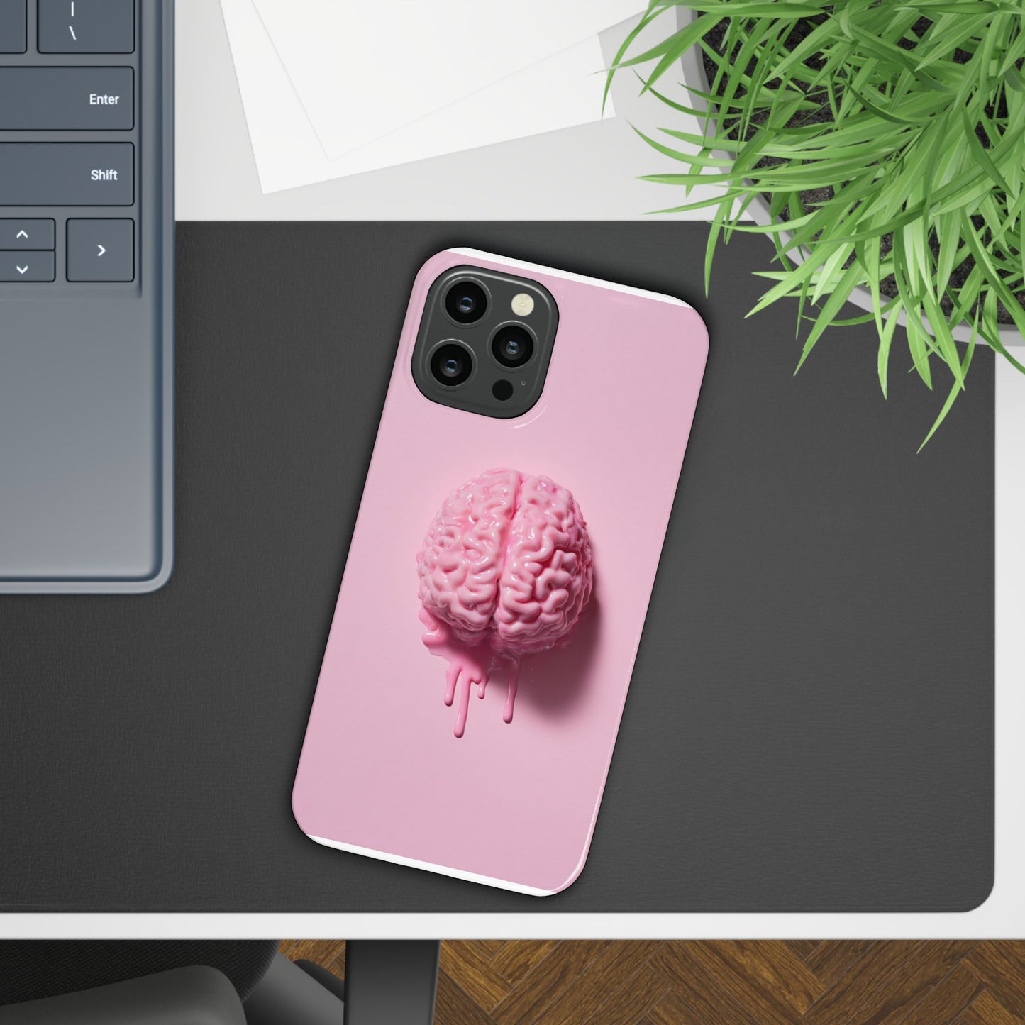Slim Cases, Brain Design Phone Case With Card Holder, Cute Tech Accessory, Unique Gift for Students, Stylish Phone Protection, Valentine's