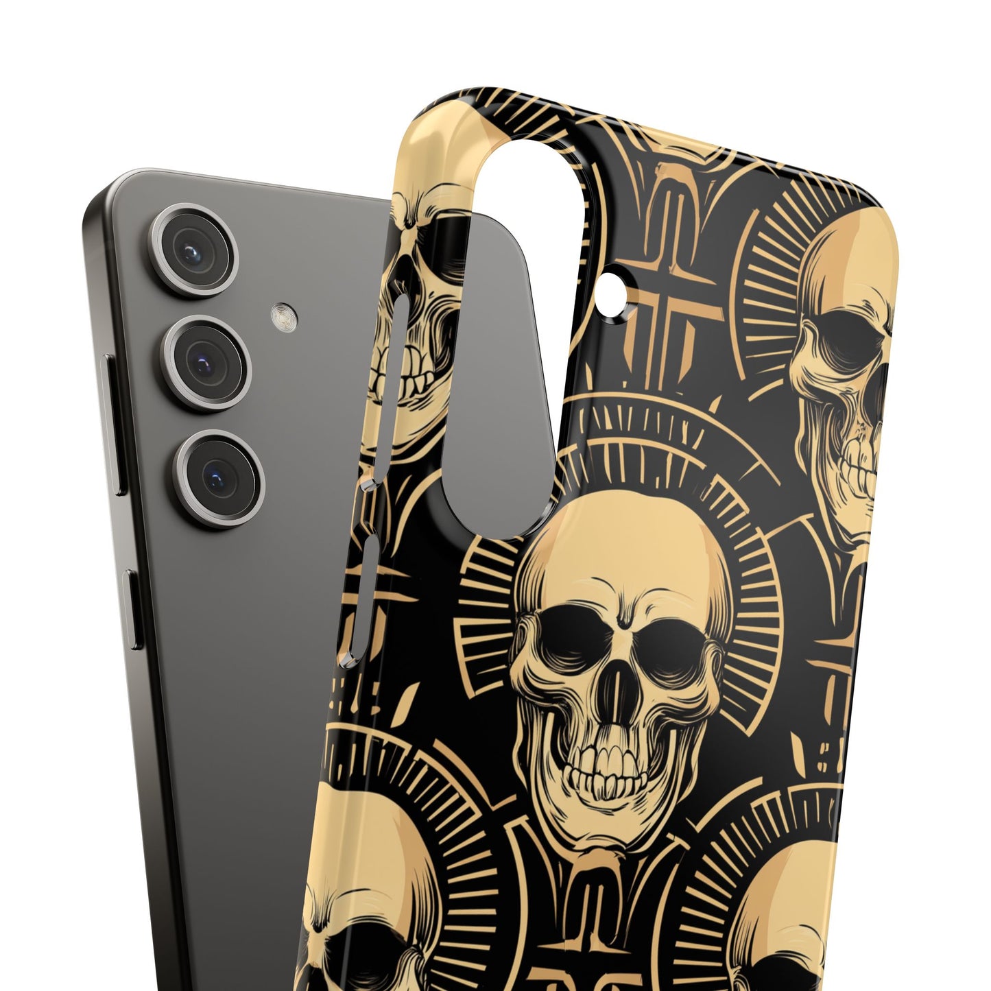 Skull Print Snap Case, Edgy Phone Cover for Goth Lovers, Protective Shell for Halloween, Unique Gift for Him or Her
