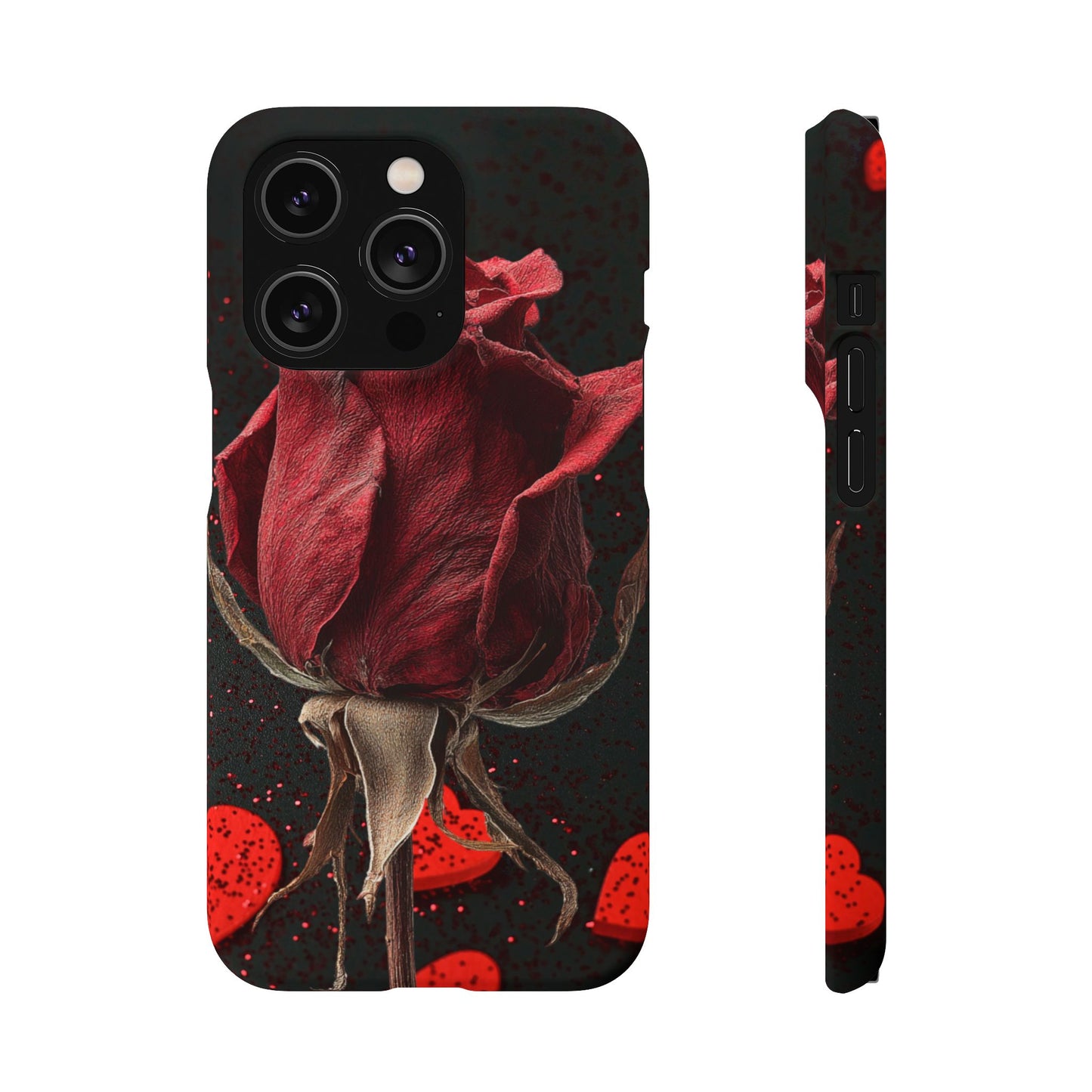 Romantic Rose Snap Case, Floral Phone Cover, Valentines Day Gift, Trendy Mobile Accessory, Heart Design Case, Elegant Phone Protector