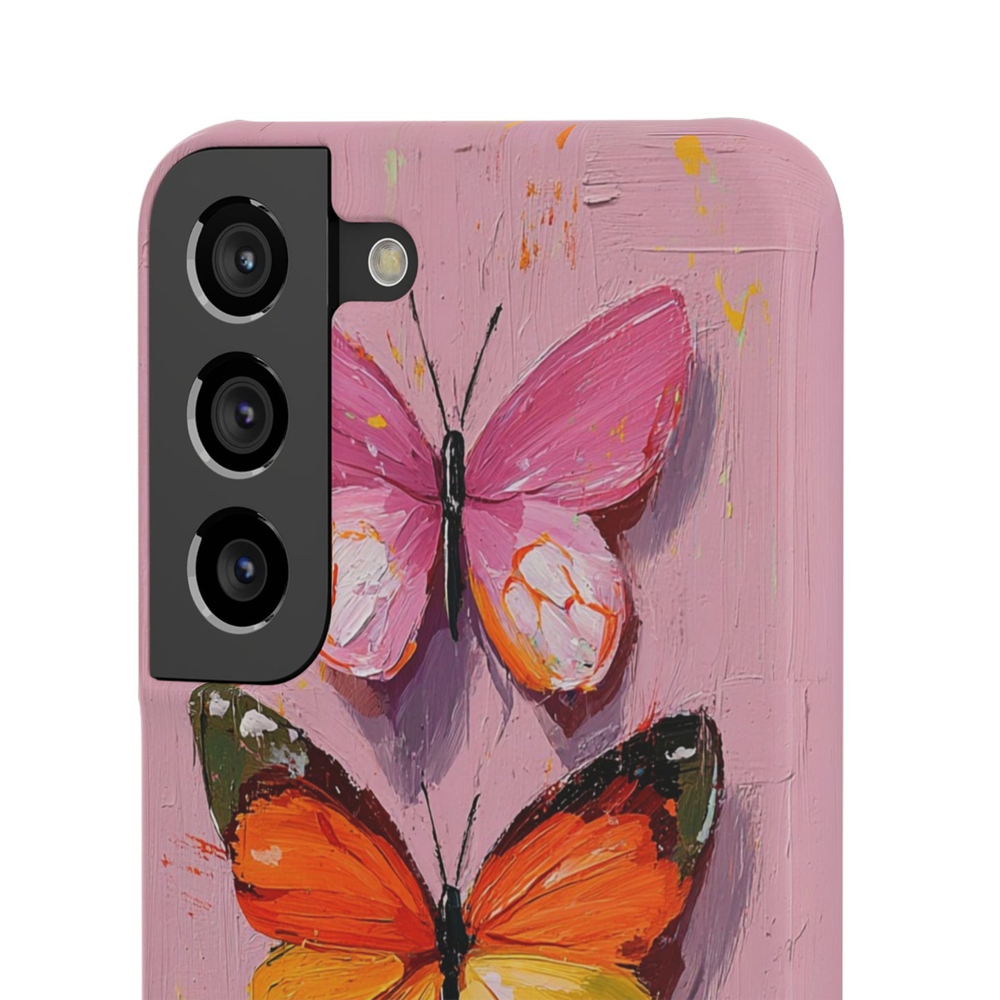 Pink Butterfly Snap Case Cover For iPhone and Samsung