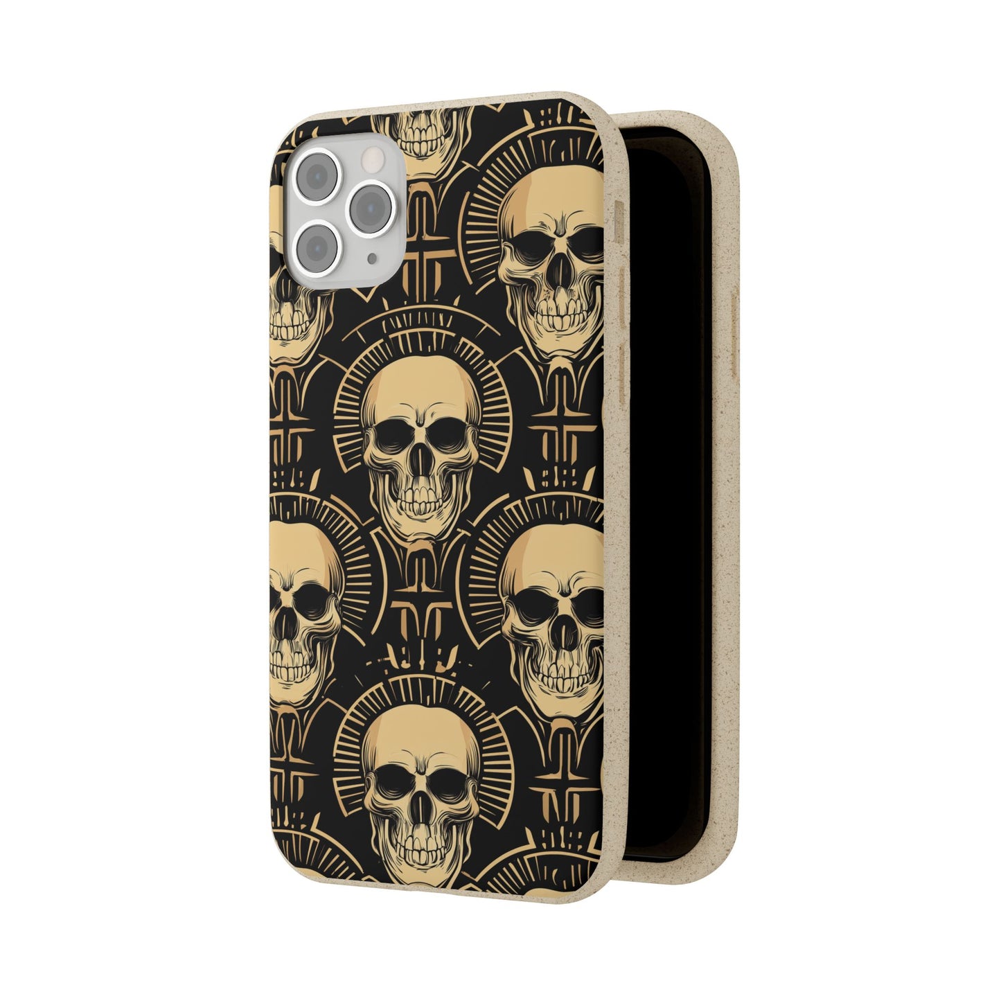Skull Biodegradable Phone Case, Eco-Friendly iPhone Cover, Sustainable Gift, Cool Skull Design, Skull Art Accessories, Halloween Decor