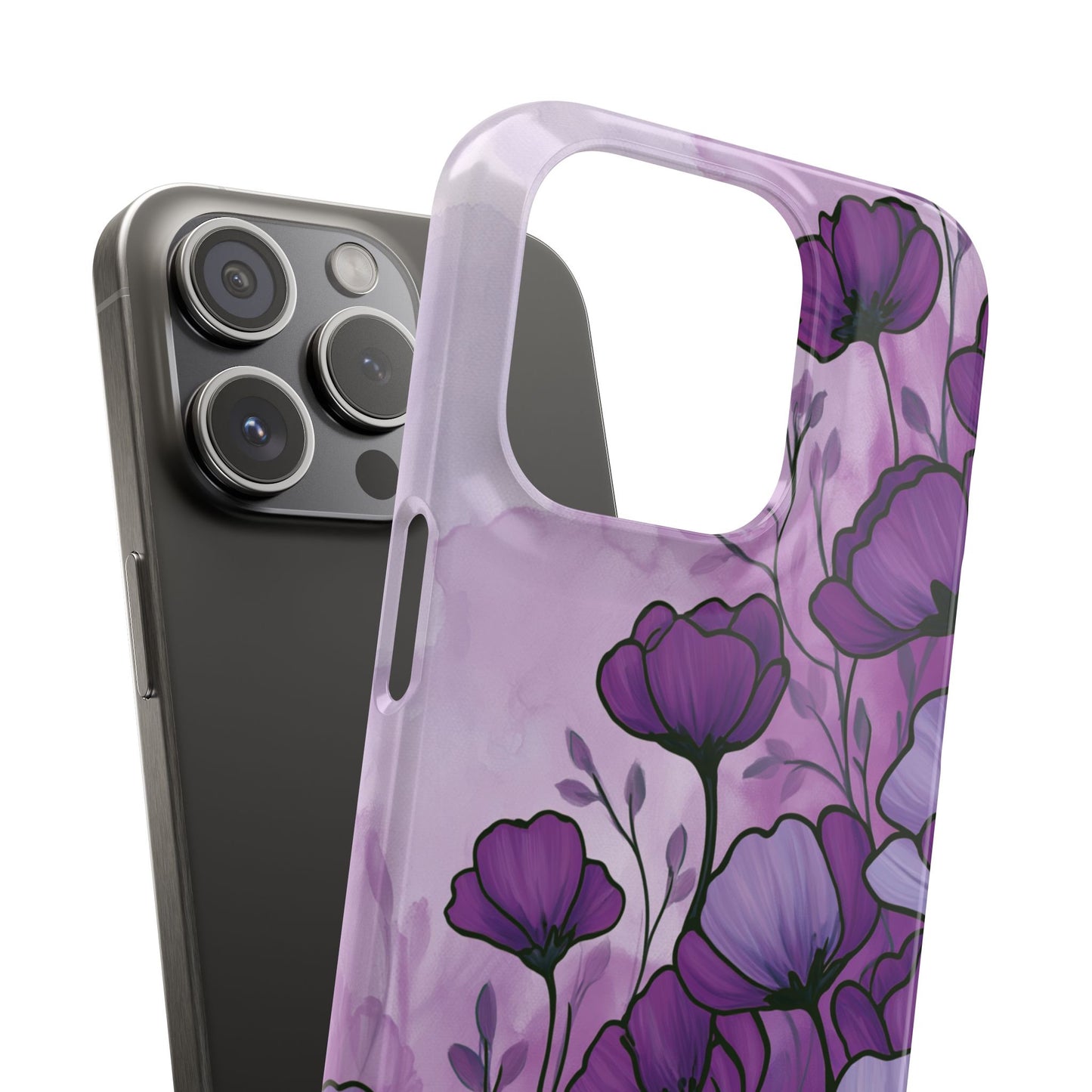 Purple Floral Phone Case – Violet Watercolor Poppy Snap Case