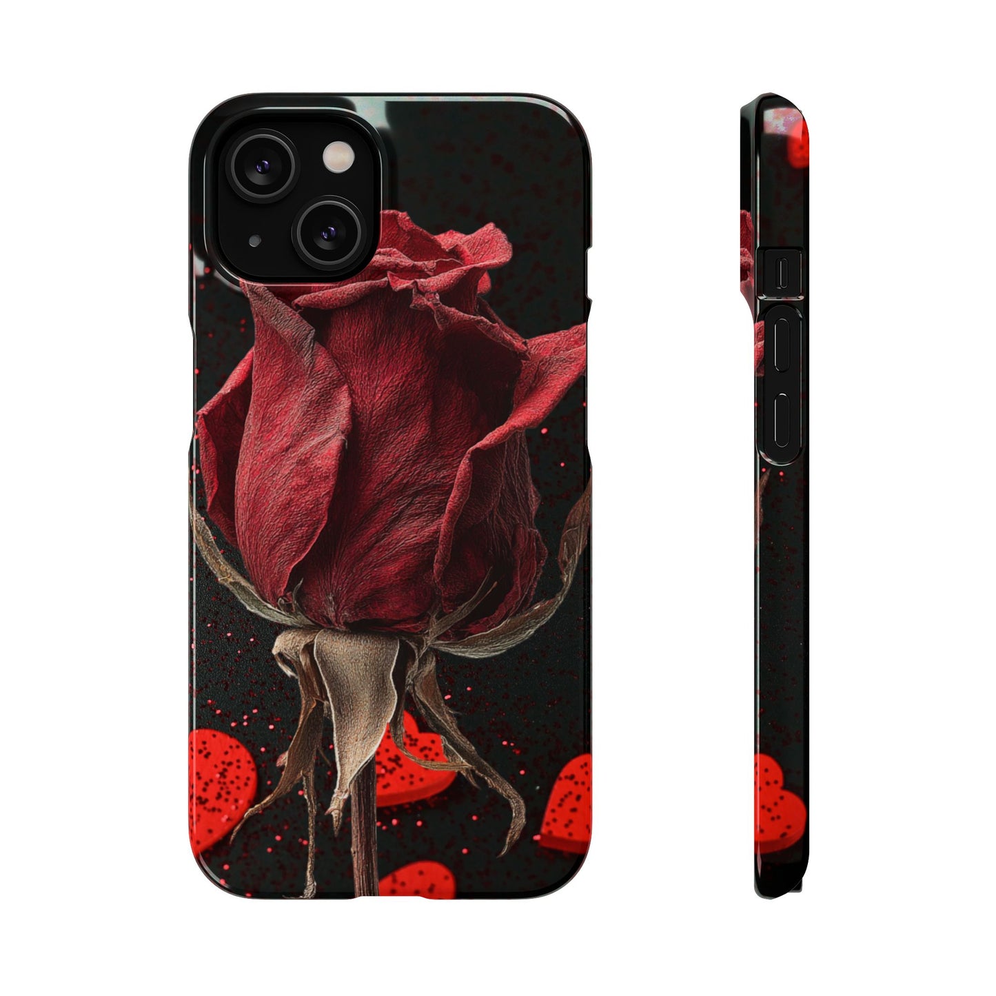 Romantic Rose Snap Case, Floral Phone Cover, Valentines Day Gift, Trendy Mobile Accessory, Heart Design Case, Elegant Phone Protector