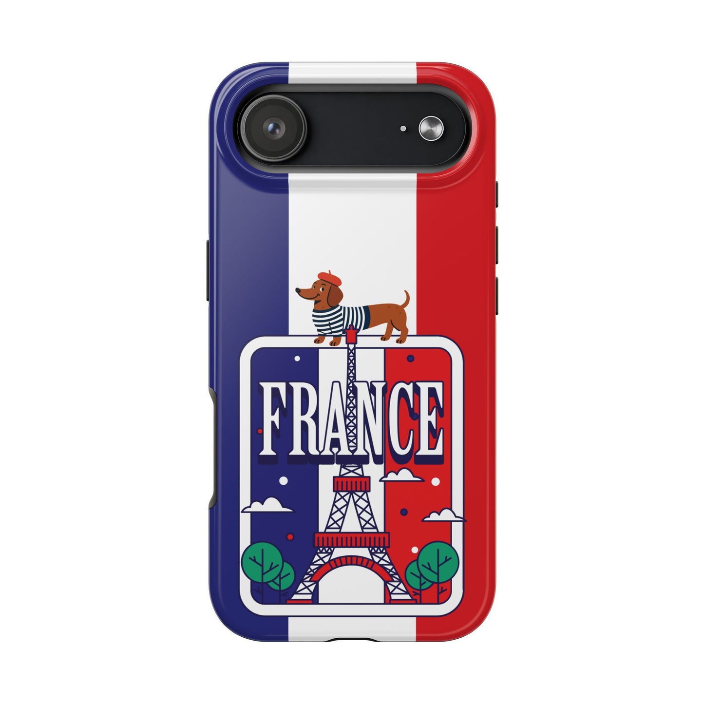 France Flag Dachshund Tough Phone Case — Eiffel Tower Travel Protective Cover