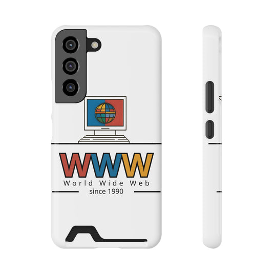 Retro Phone Case with Card Holder - World Wide Web Design, Geek Gift, Tech Accessory, Vintage Style, Personalized Phone Cover