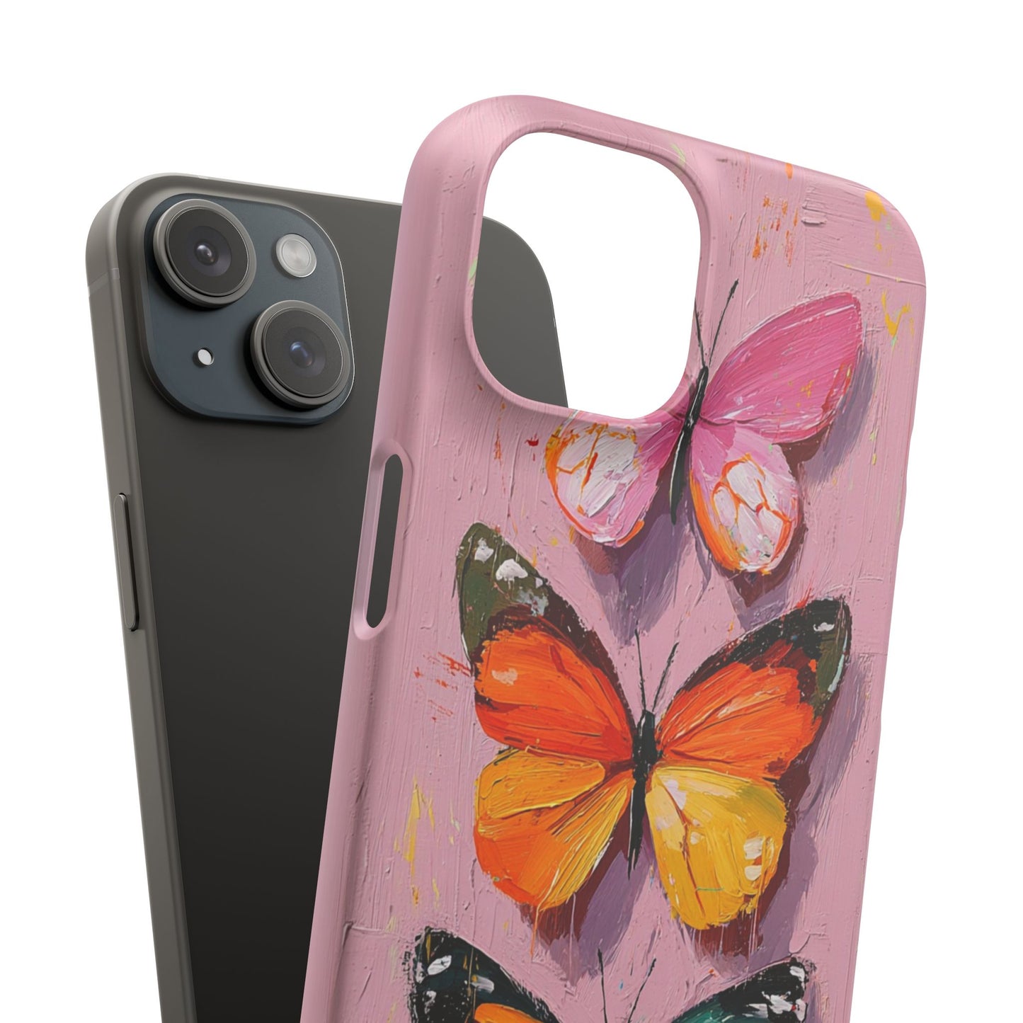 Pink Butterfly Snap Case Cover For iPhone and Samsung