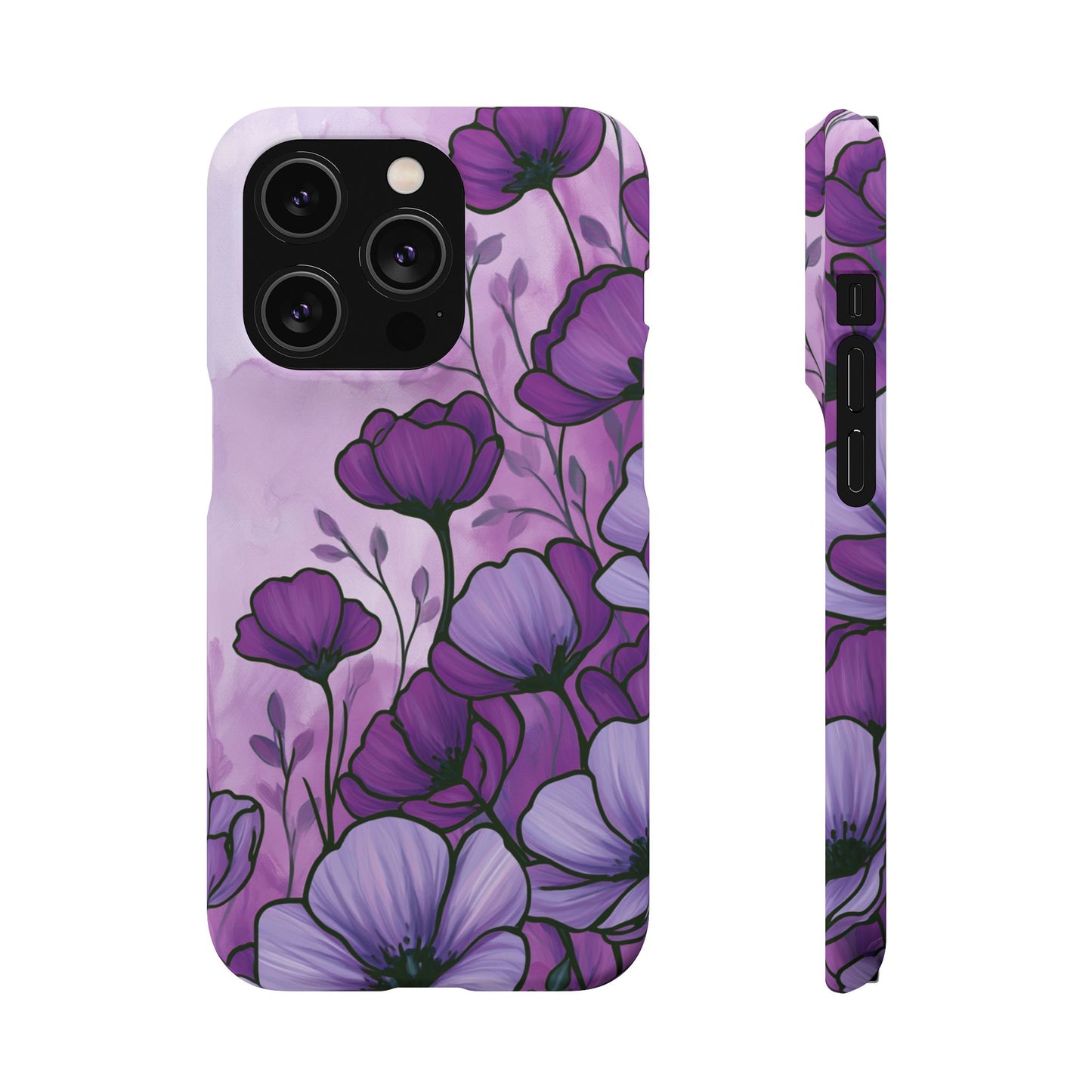 Purple Floral Phone Case – Violet Watercolor Poppy Snap Case