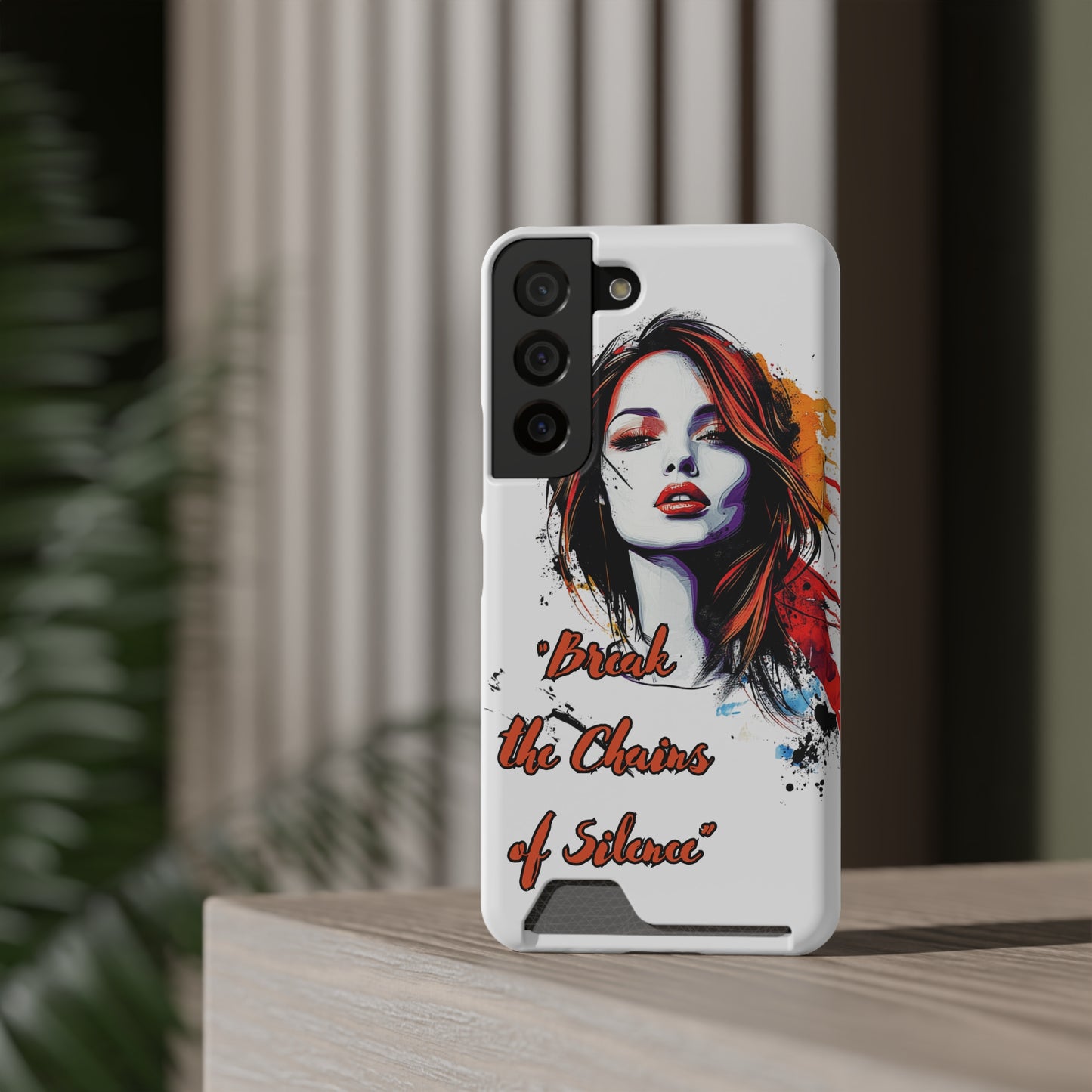 Artistic Phone Case With Card Holder for Empowerment | Break the Chains of Silence, Trendy Gift for Friends, Unique Phone Accessories, [...]