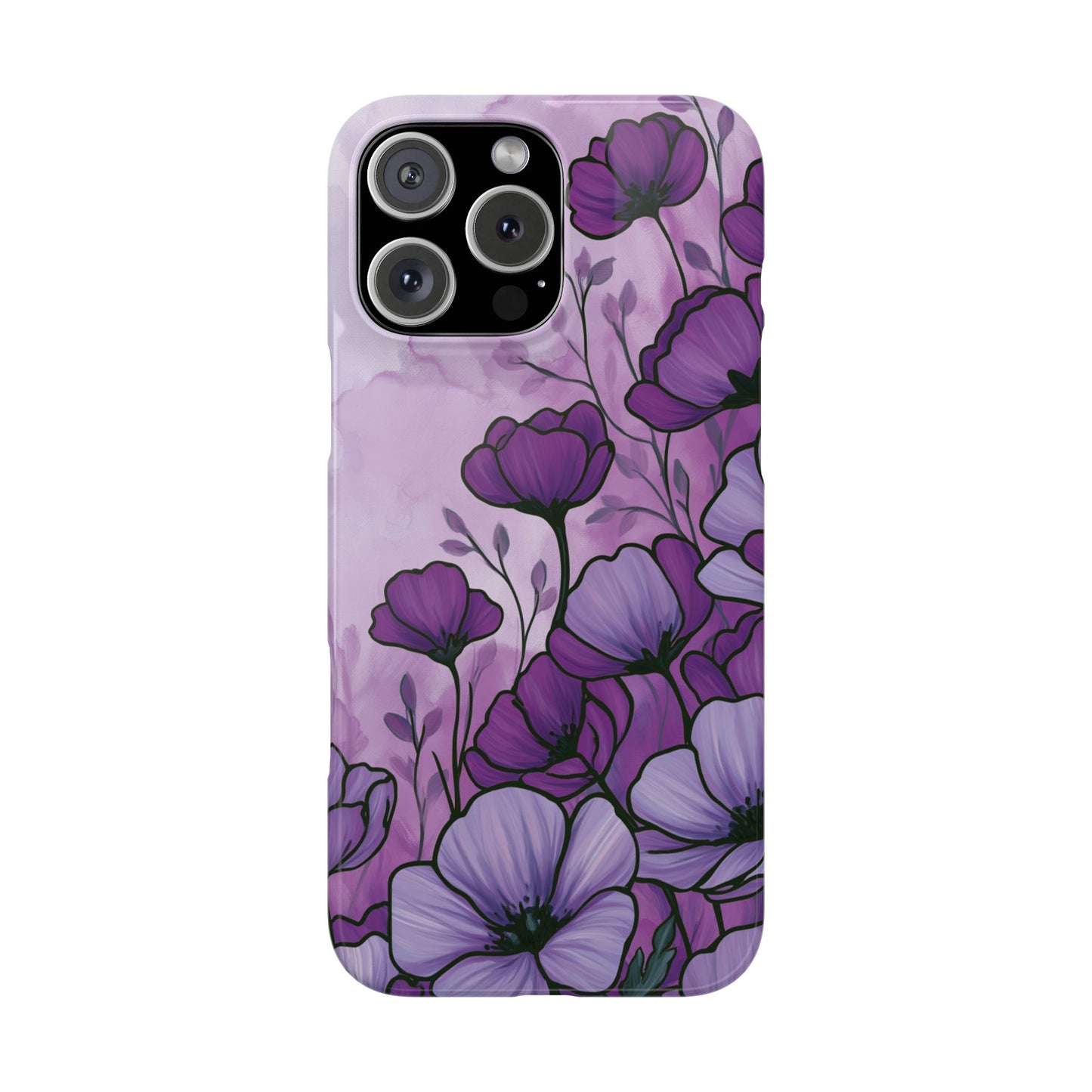 Purple Floral Phone Case – Violet Watercolor Poppy Snap Case