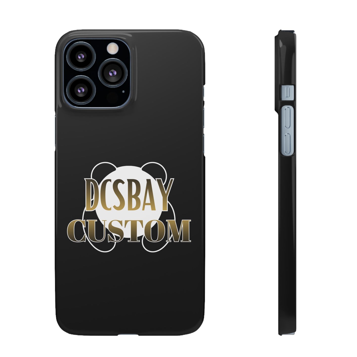 Phone Case — Glossy Black Custom "DCSBAY CUSTOM" Logo Snap Case