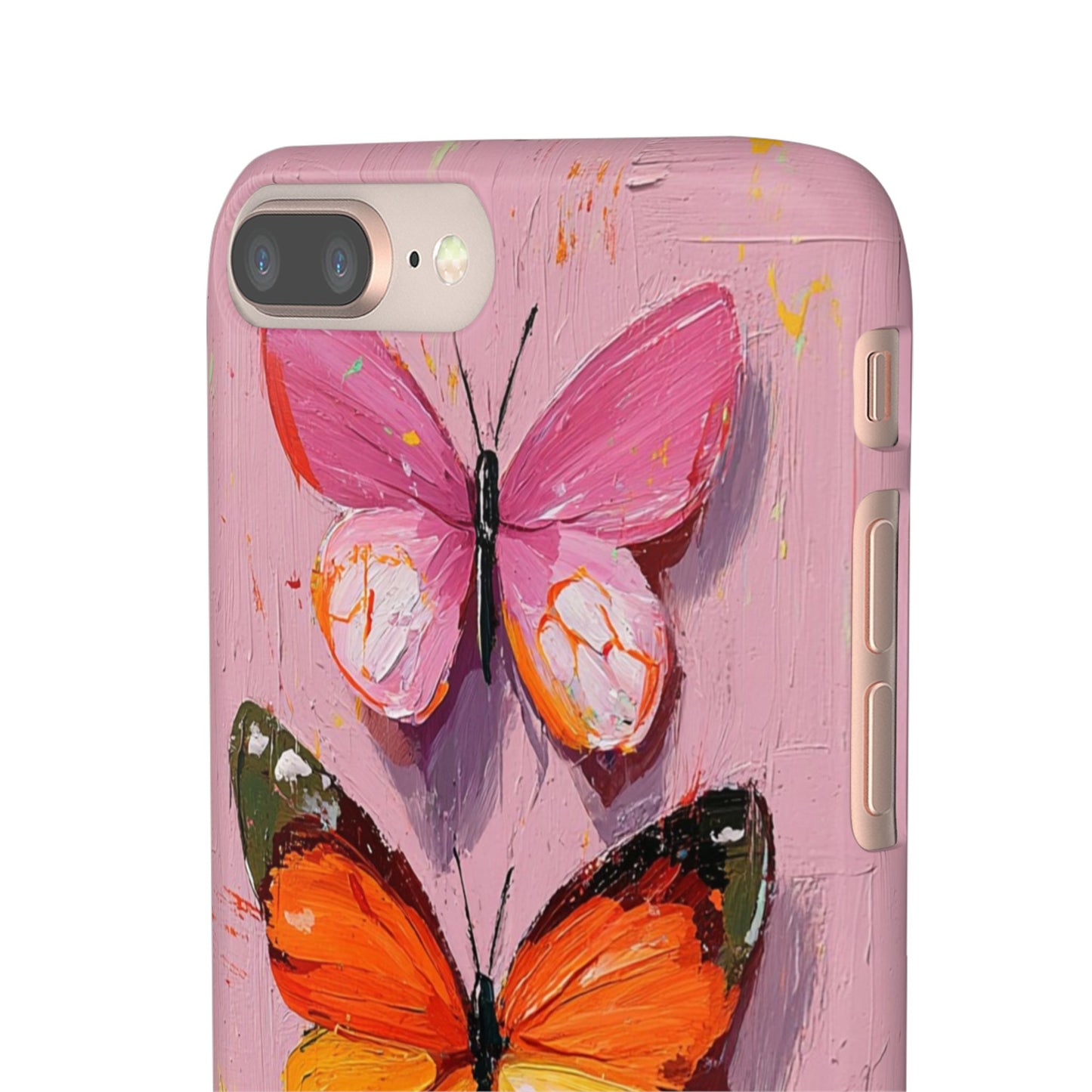 Pink Butterfly Snap Case Cover For iPhone and Samsung