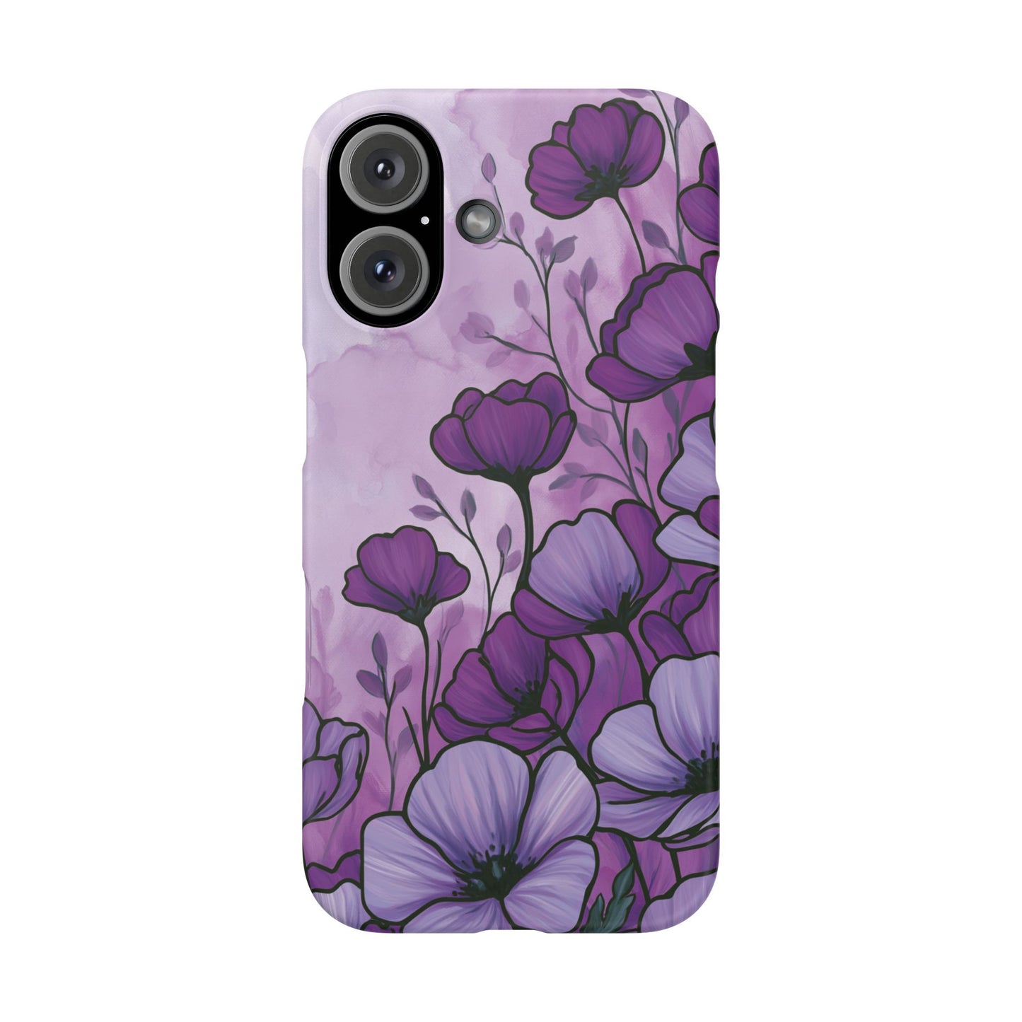 Purple Floral Phone Case – Violet Watercolor Poppy Snap Case