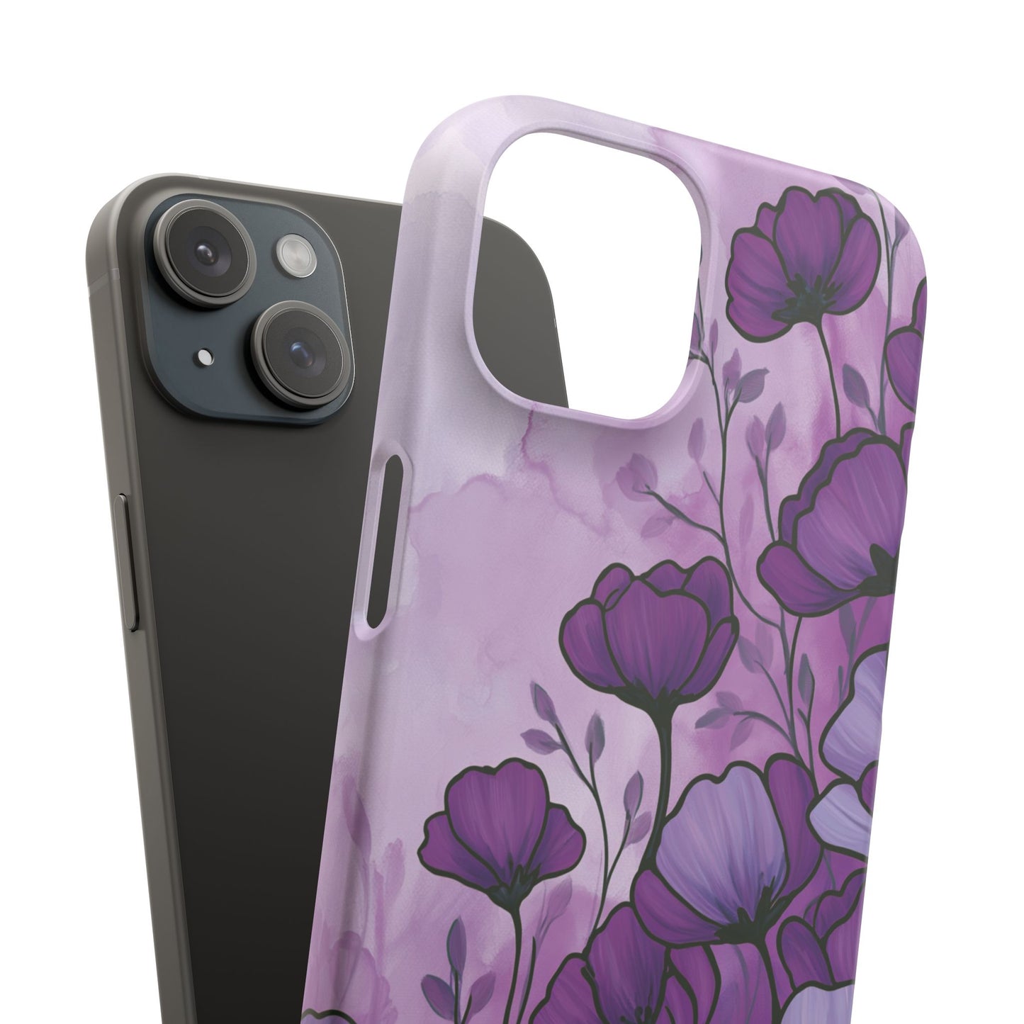 Purple Floral Phone Case – Violet Watercolor Poppy Snap Case