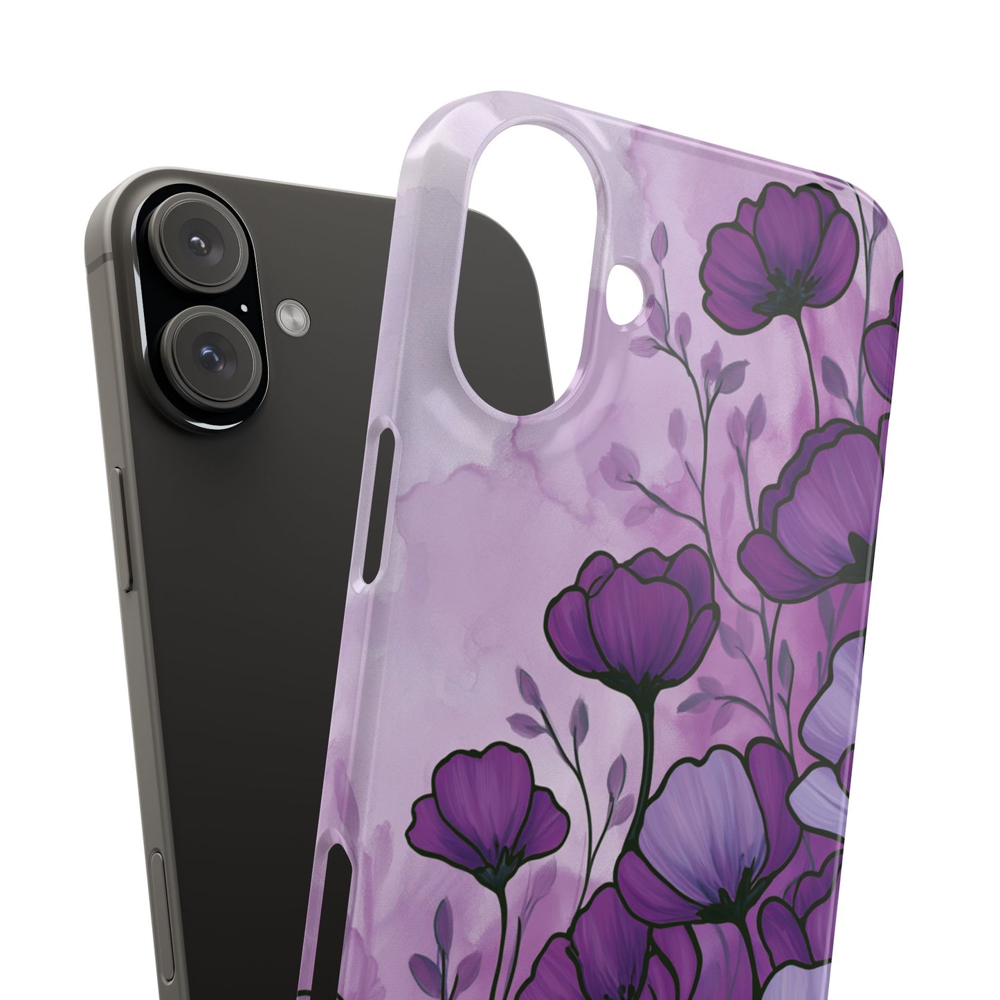 Purple Floral Phone Case – Violet Watercolor Poppy Snap Case