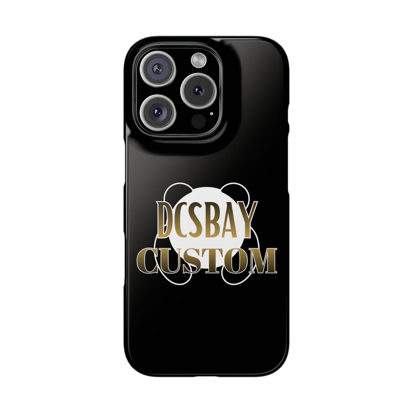 Phone Case — Glossy Black Custom "DCSBAY CUSTOM" Logo Snap Case