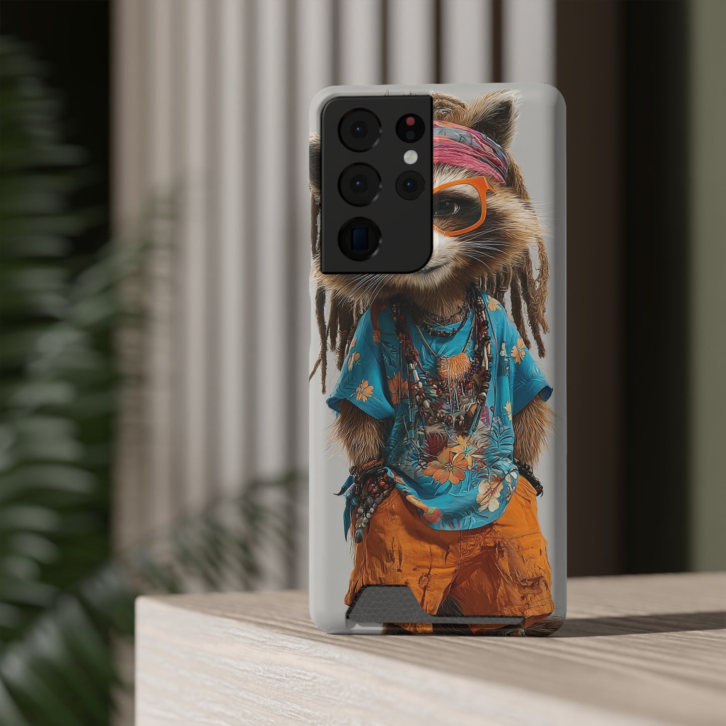 Boho Raccoon Phone Case with Card Holder, Cute Animal Phone Cover, Retro Stylish Phone Protector, Gifts for Animal Lovers, Trendy [...]