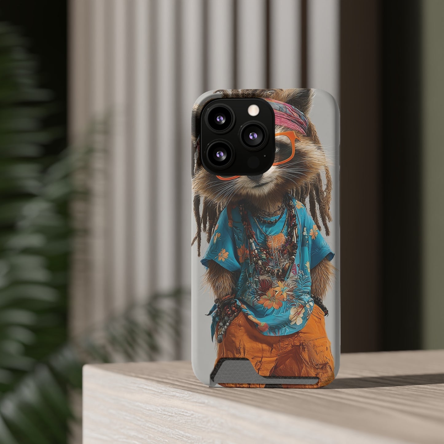 Boho Raccoon Phone Case with Card Holder, Cute Animal Phone Cover, Retro Stylish Phone Protector, Gifts for Animal Lovers, Trendy [...]