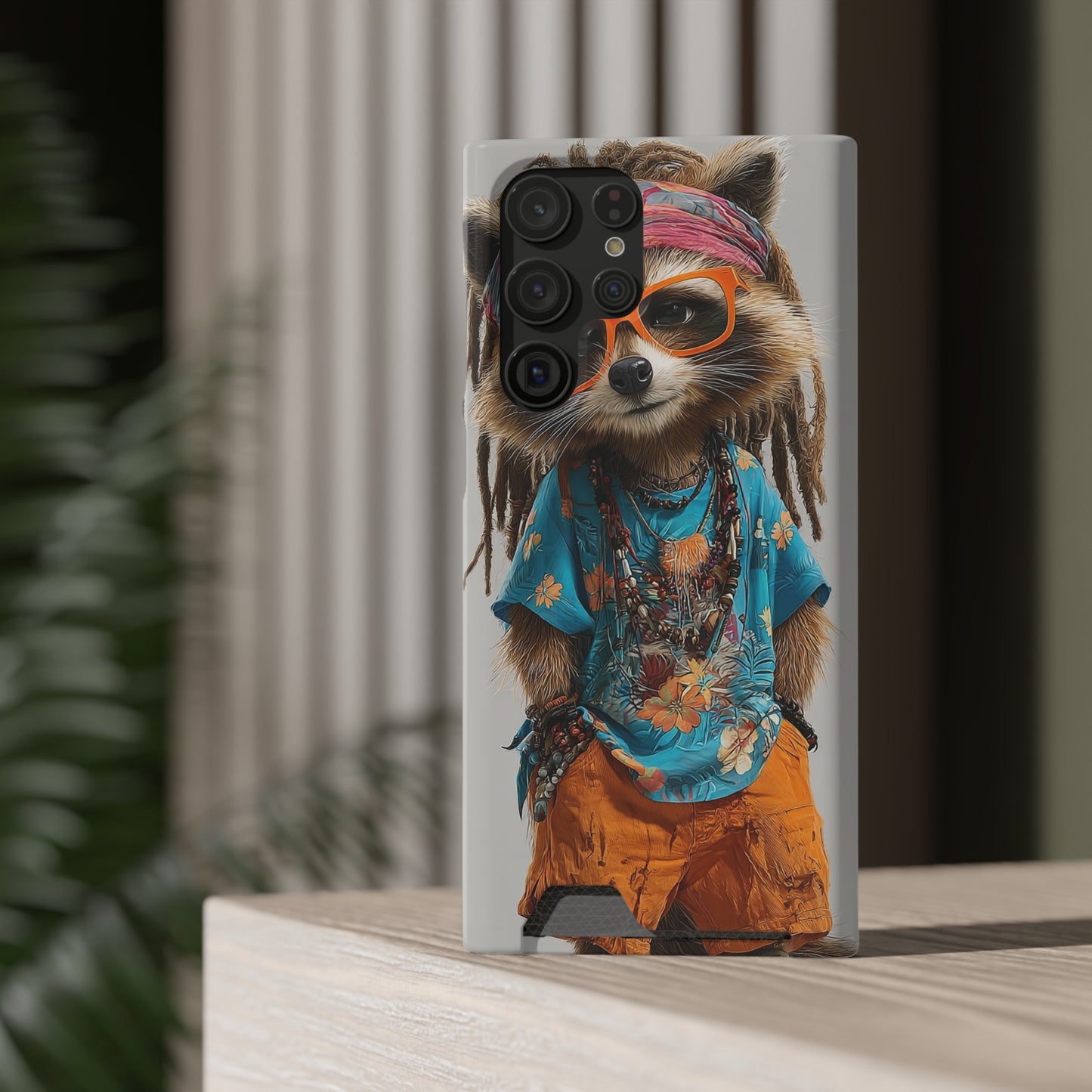 Boho Raccoon Phone Case with Card Holder, Cute Animal Phone Cover, Retro Stylish Phone Protector, Gifts for Animal Lovers, Trendy [...]