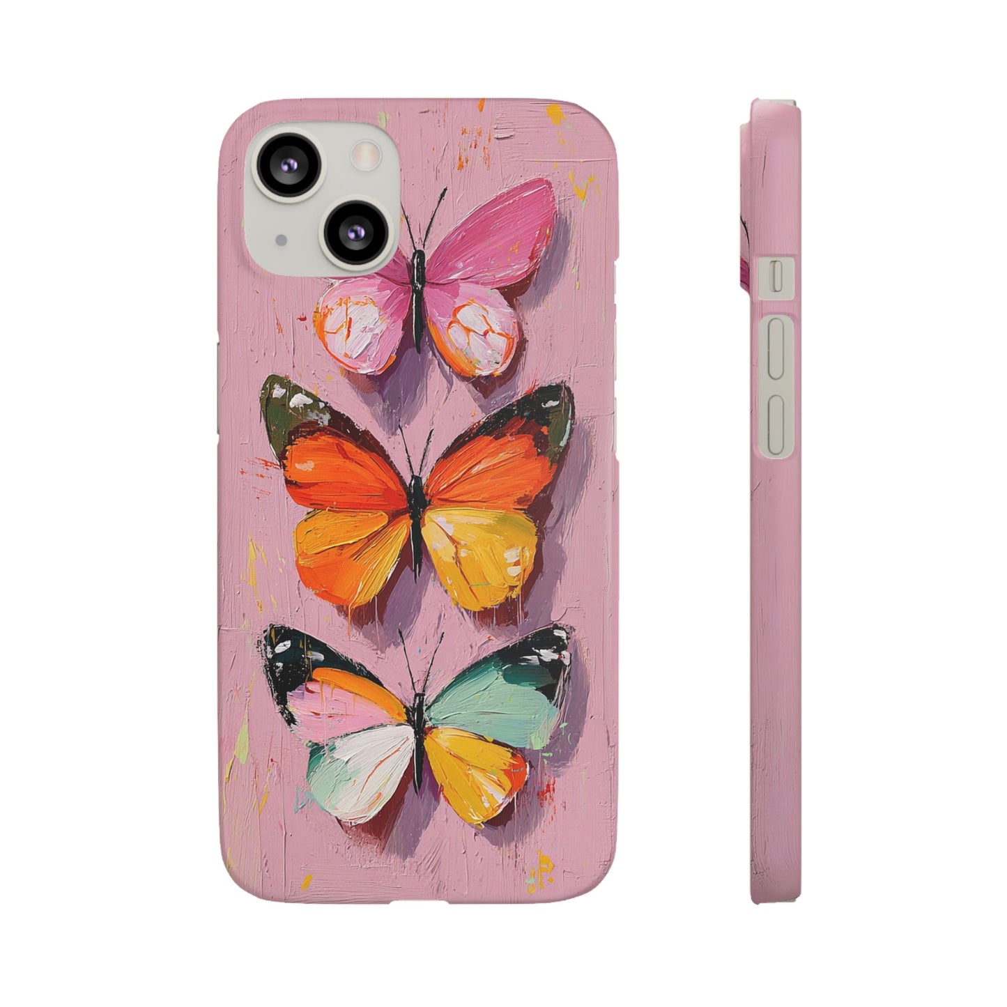 Pink Butterfly Snap Case Cover For iPhone and Samsung