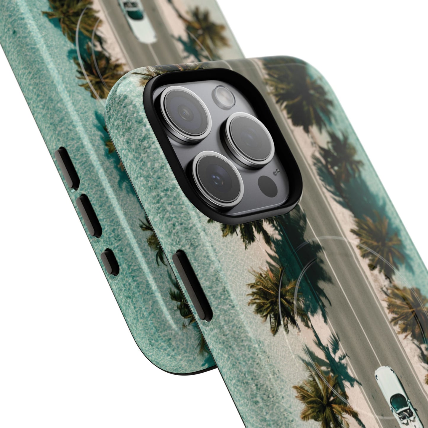 Palm Road Tough Magnetic Phone Case — Coastal Aerial Car Design