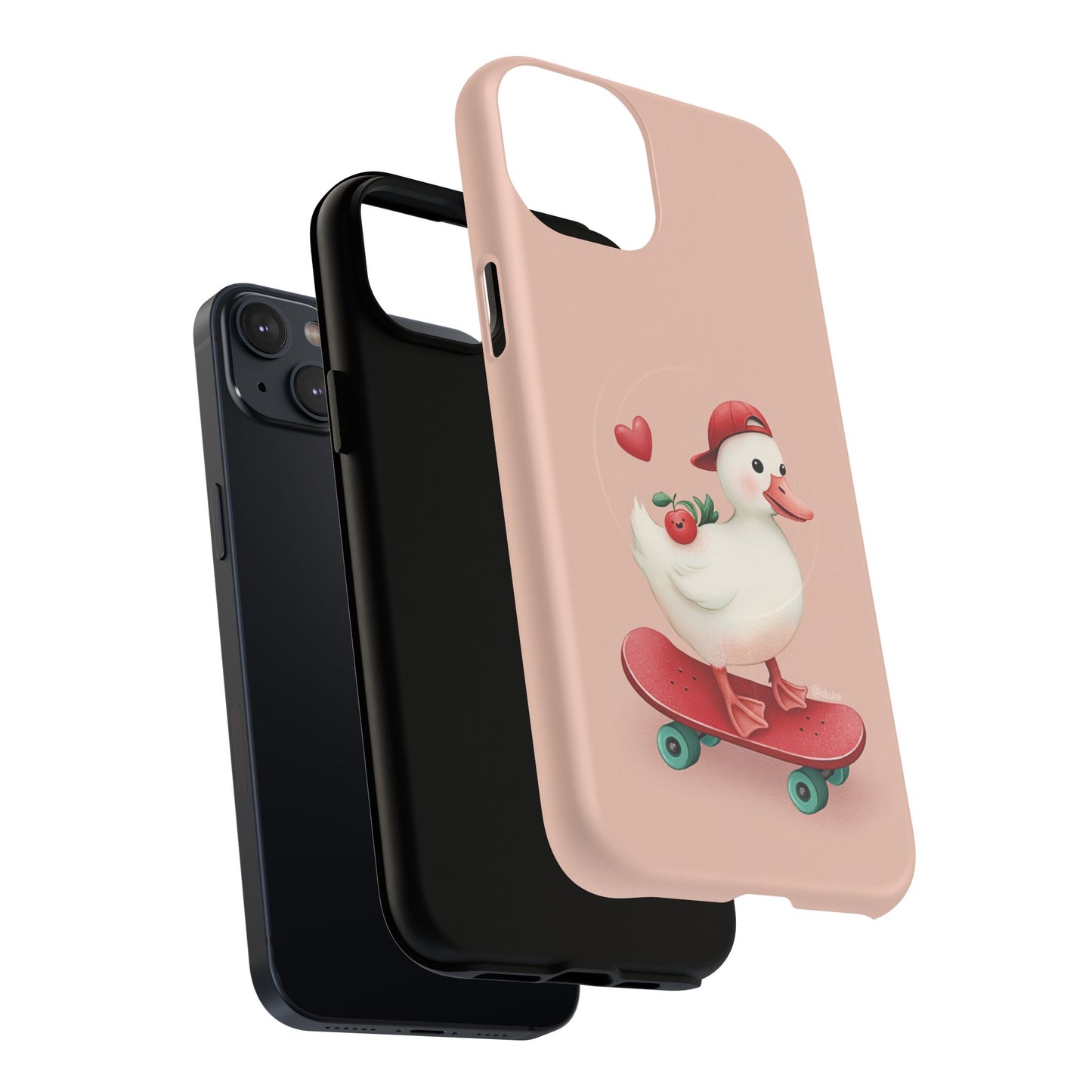 Duck Skateboard Magnetic Phone Case — Cute Pink Protective iPhone Cover