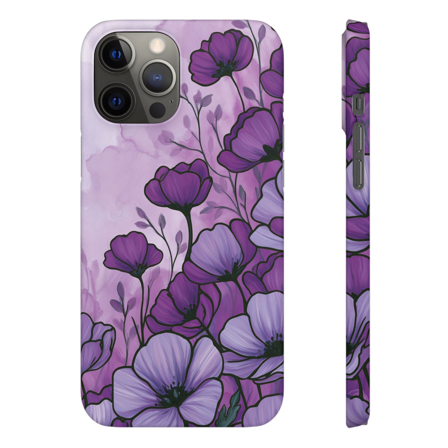 Purple Floral Phone Case – Violet Watercolor Poppy Snap Case
