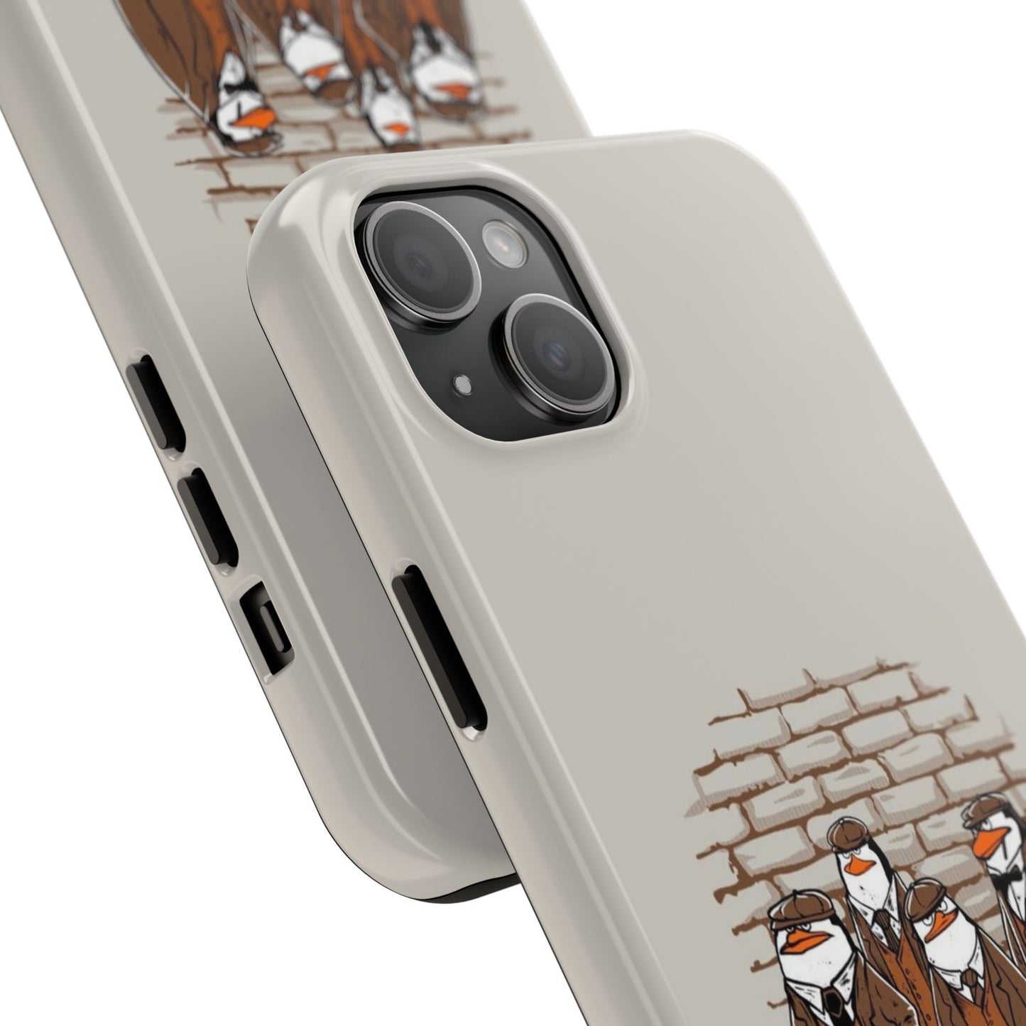 Penguin Blinders Vintage Grey Phone Case | iPhone 17 Tough Case